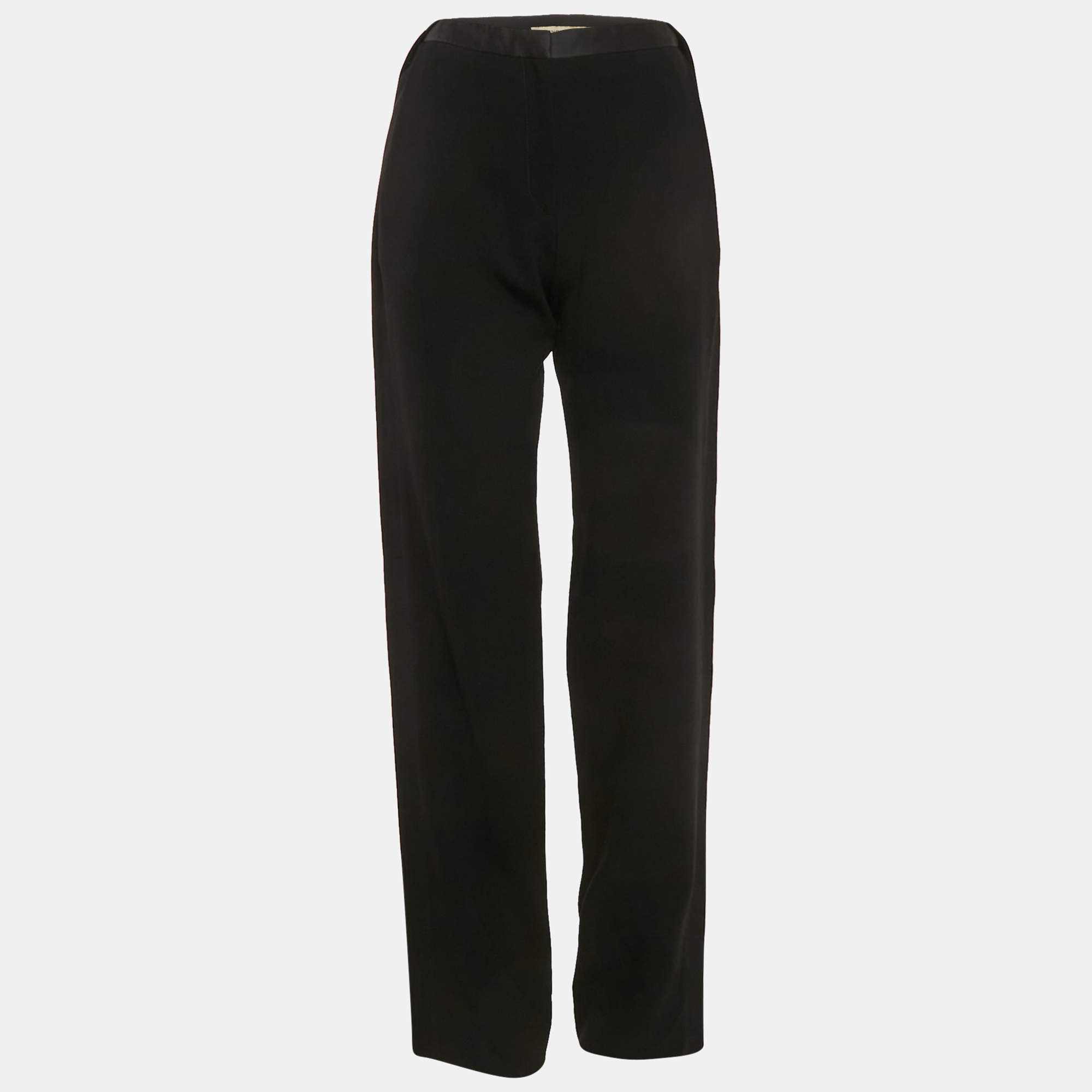 Pre Owned Balenciaga Black Crepe Trousers M