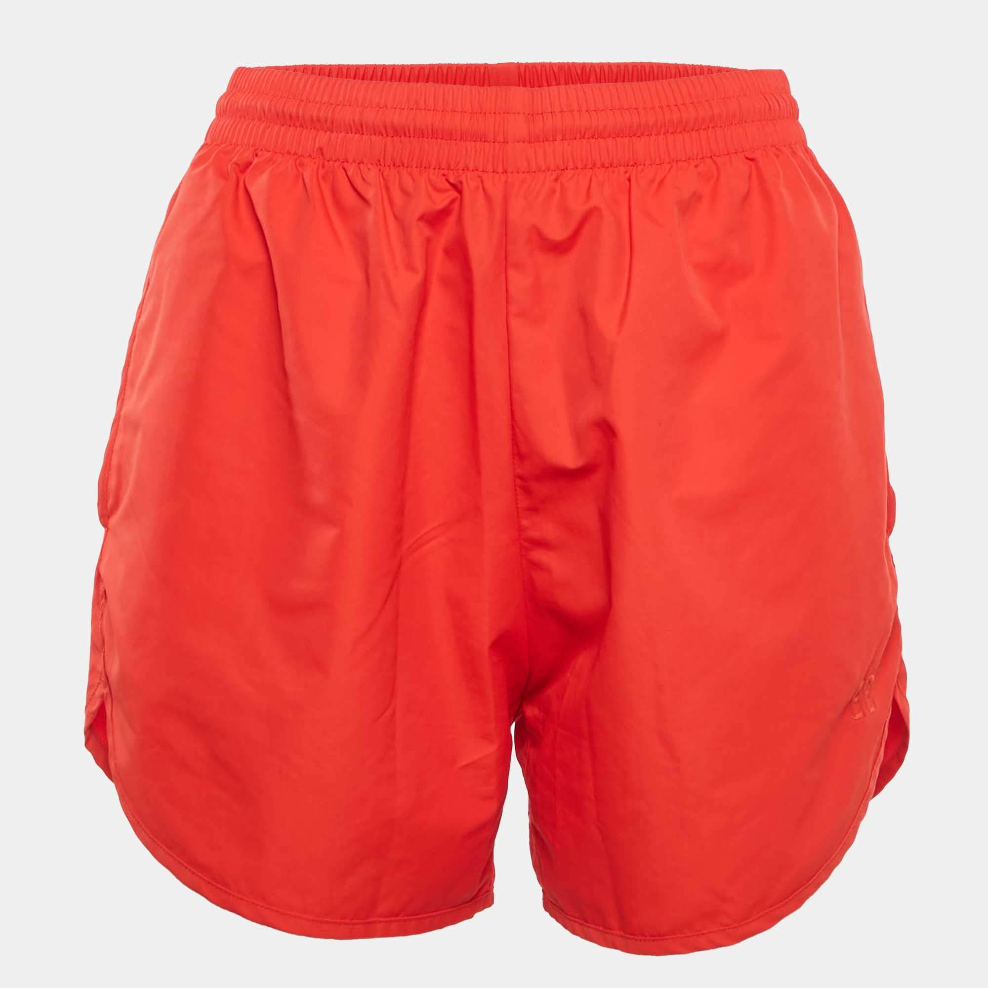 Pre Owned Balenciaga Red Nylon Shorts S