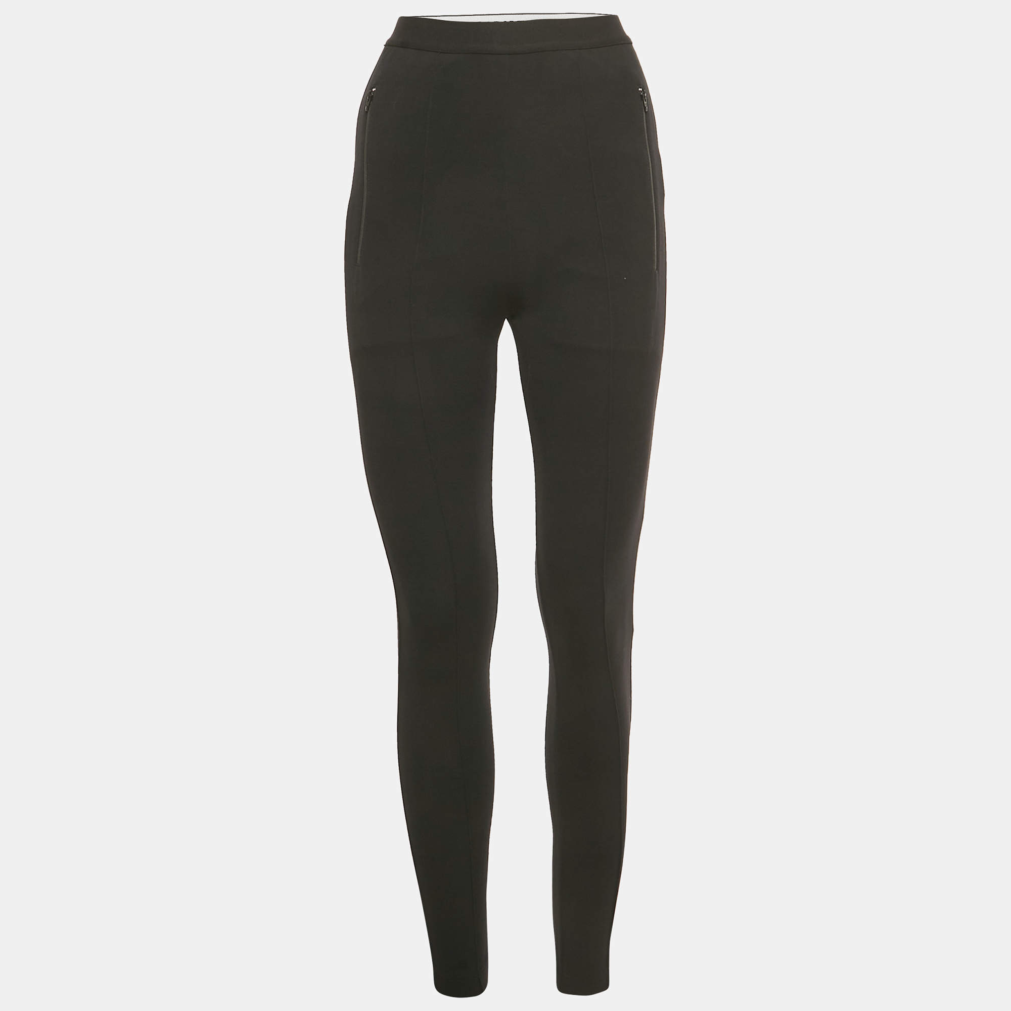 Pre Owned Balenciaga Black Logo Waist Jersey Active Leggings S