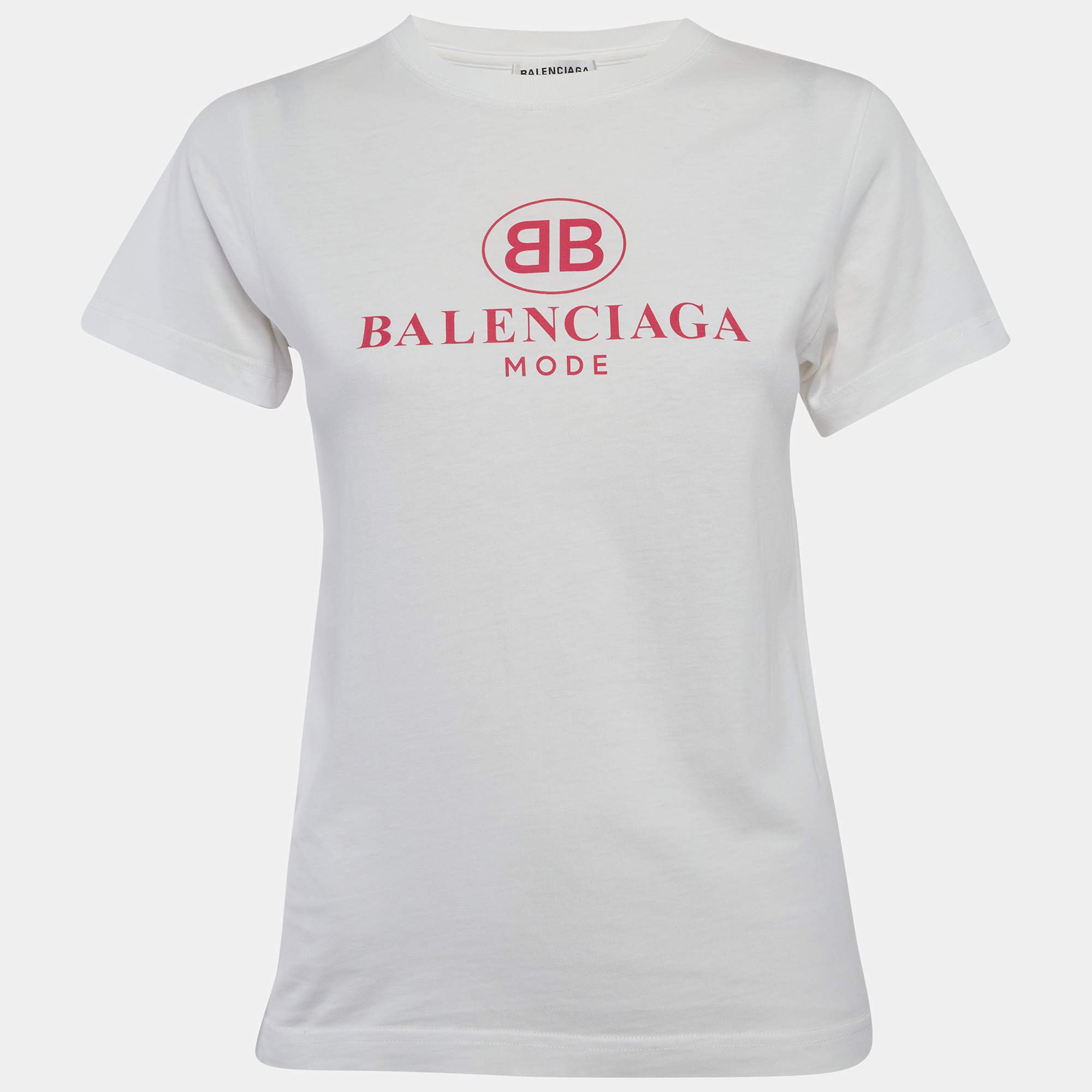 مملوكة مسبقًا قميص بيلنسياغا جيرسي بطبعة الشعار بالأبيض مقاس متوسط