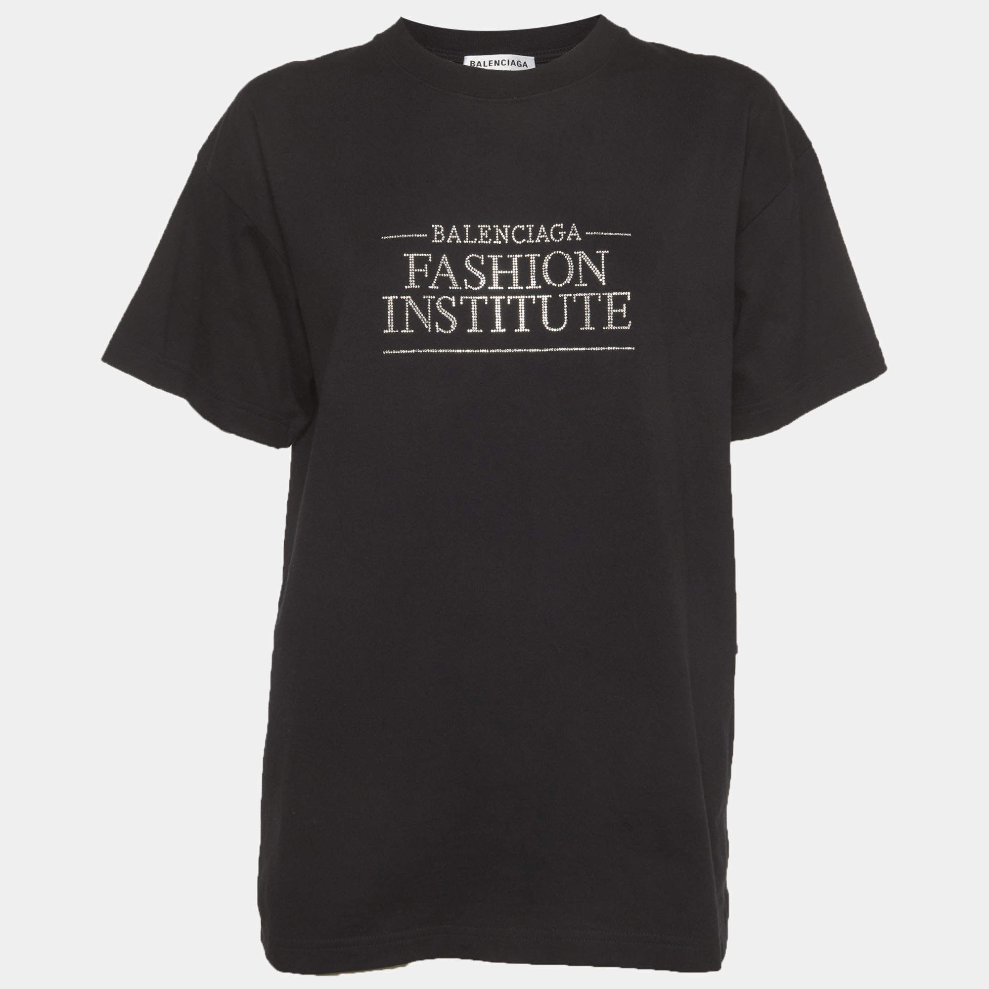 Pre Owned تي شيرت بالنسياغا للرجال والنساء جيرسي أسود معهد الموضة مقاس صغير (سمول)