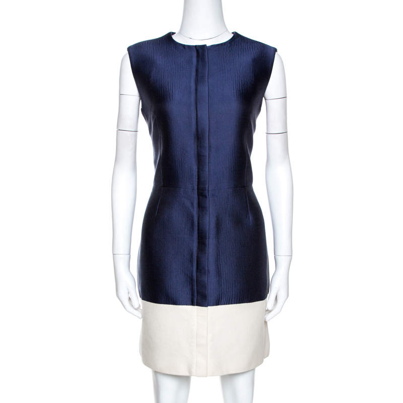 Pre Owned فستان بالنسياغا  حرير و كانفاس بلا أكمام L