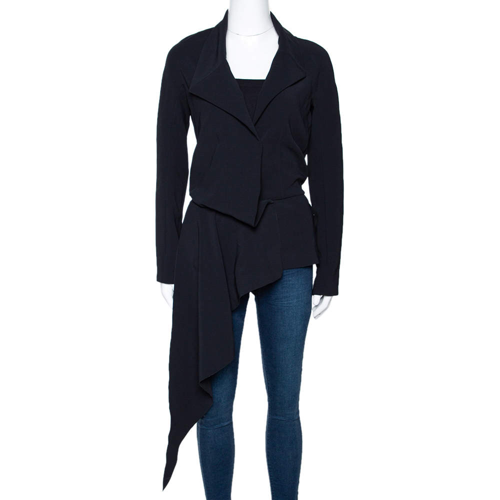 Pre Owned Balenciaga Black Stretch Asymmetric Tailored Jacket S 