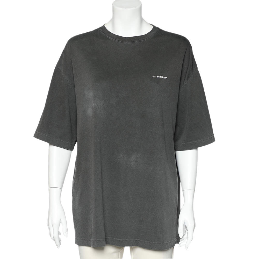 Balenciaga Charcoal Grey Cotton Knit Oversized T-Shirt M Balenciaga | TLC