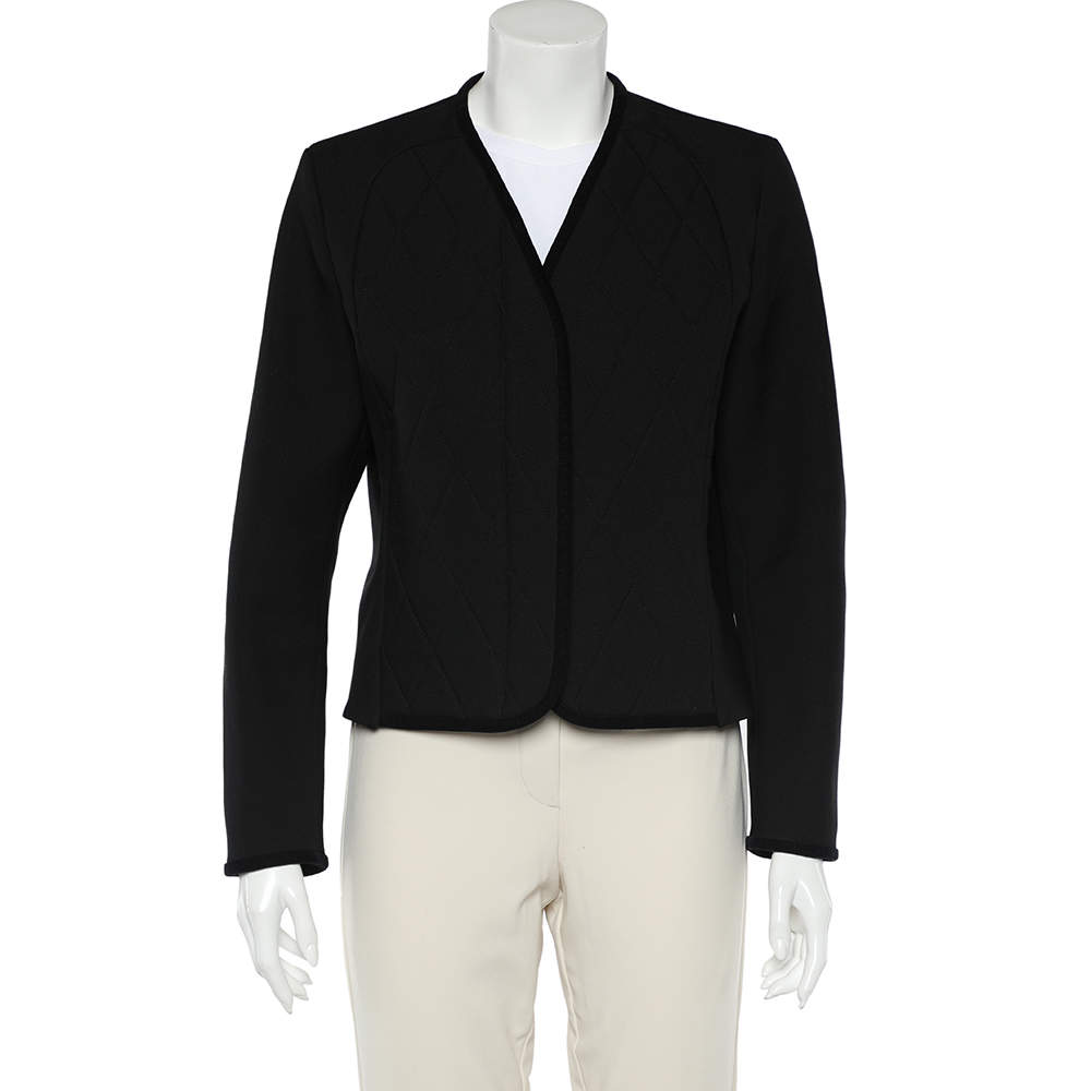 مملوكة مسبقًا Balenciaga Black Wool Blend Quilted Detail Button Front Jacket M