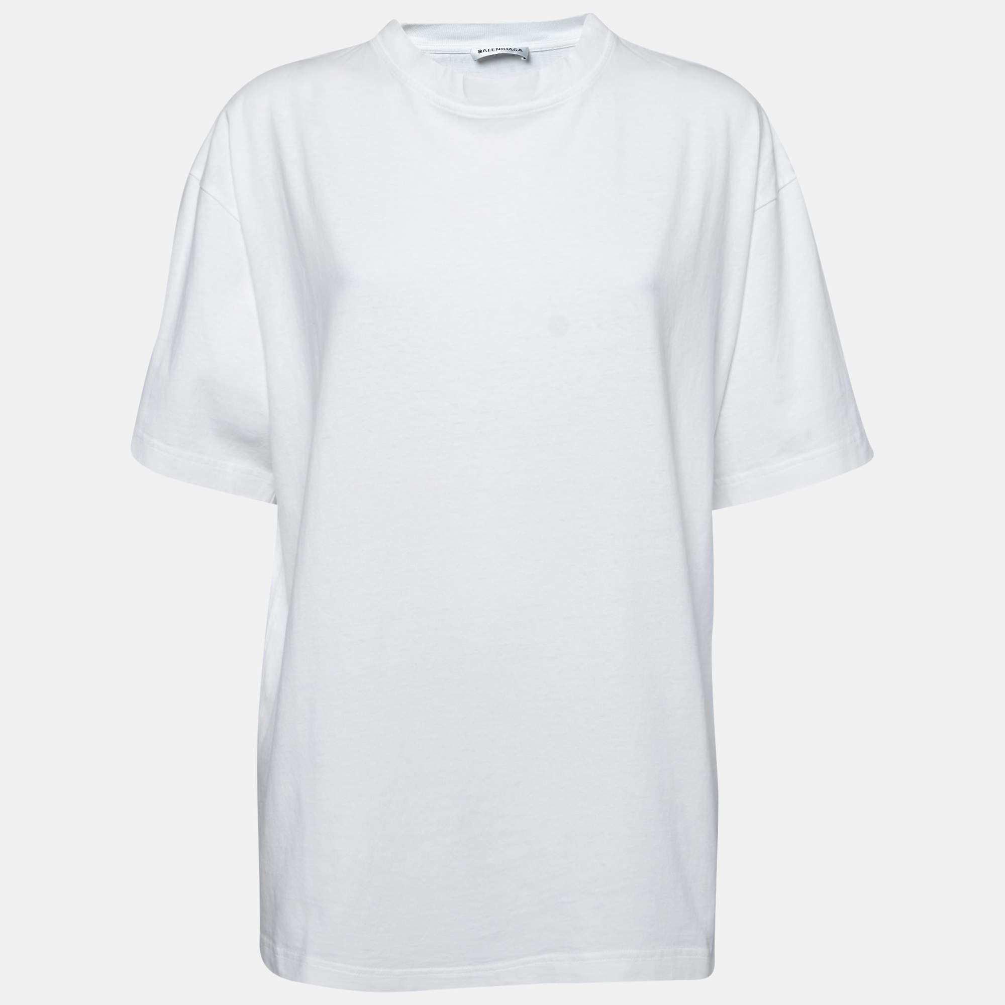 Pre Owned Balenciaga White Cotton Oversized Crewneck T-Shirt XS
