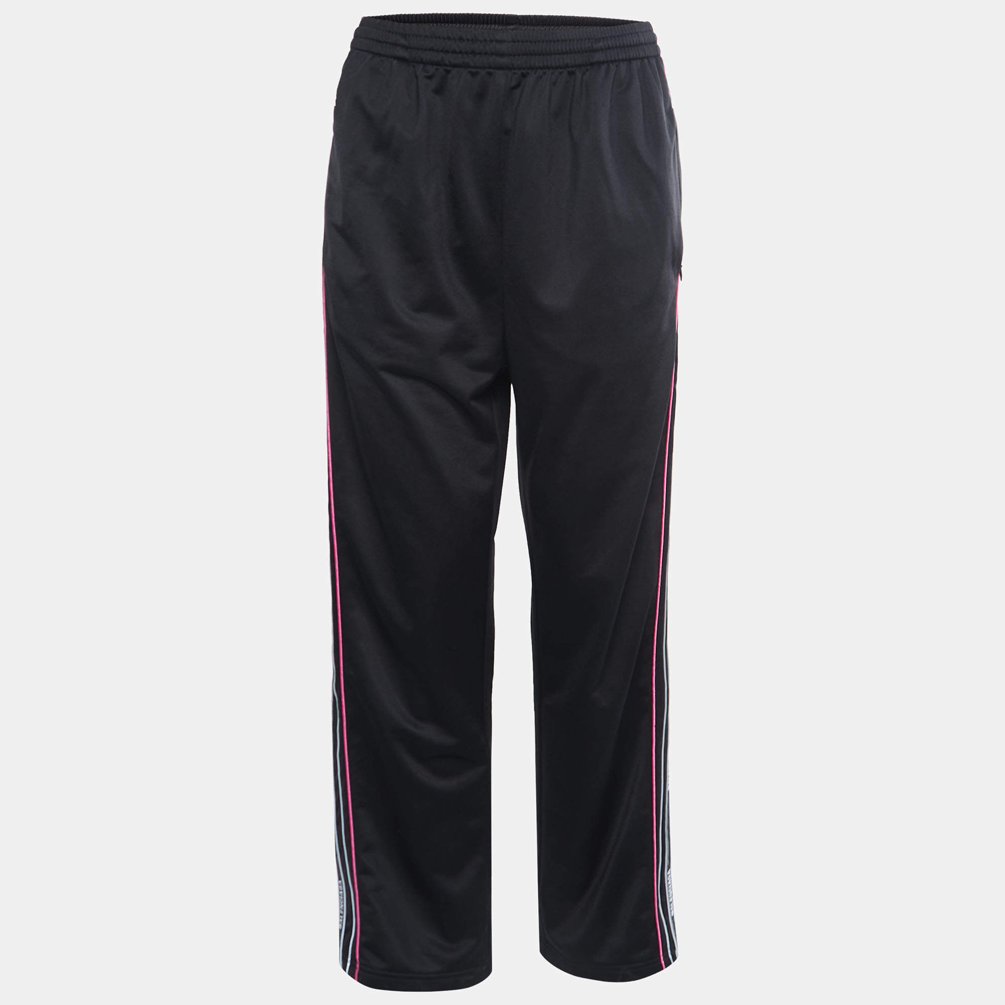 Pre Owned Balenciaga Black Jersey Logo-Tape Detail Joggers S