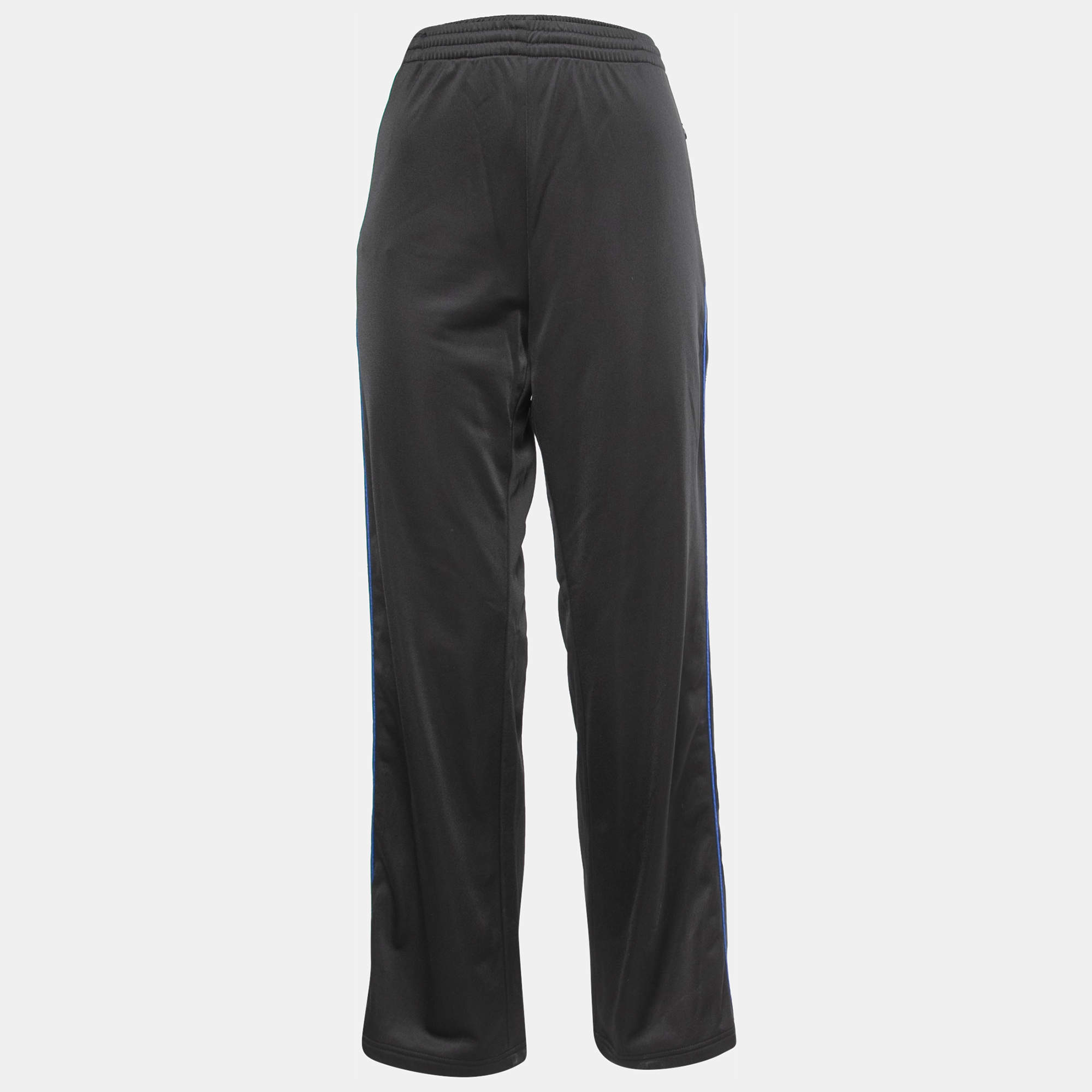 Pre Owned Balenciaga Black Synthetic Logo Side Stripe Detail Track Pants L