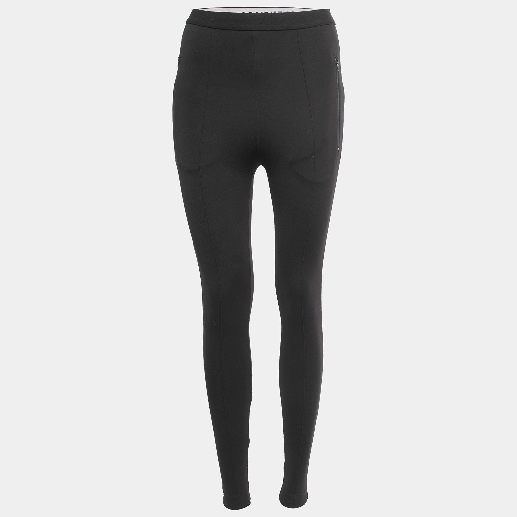 مملوكة مسبقًا Balenciaga Black Knit Zip Detail Skinny Fit Trousers S