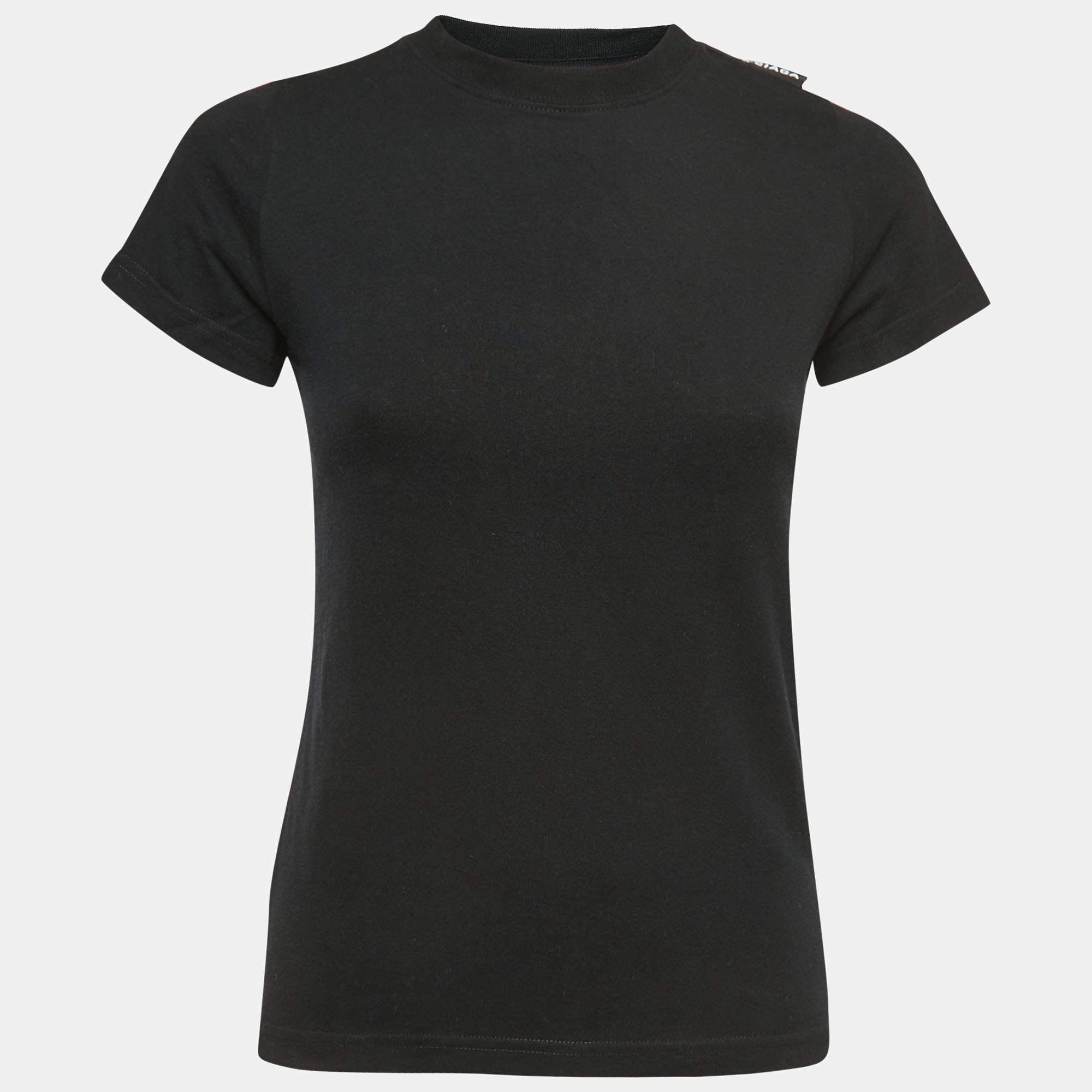 Pre Owned Balenciaga Black Cotton Crew Neck Half Sleeve T-Shirt XS