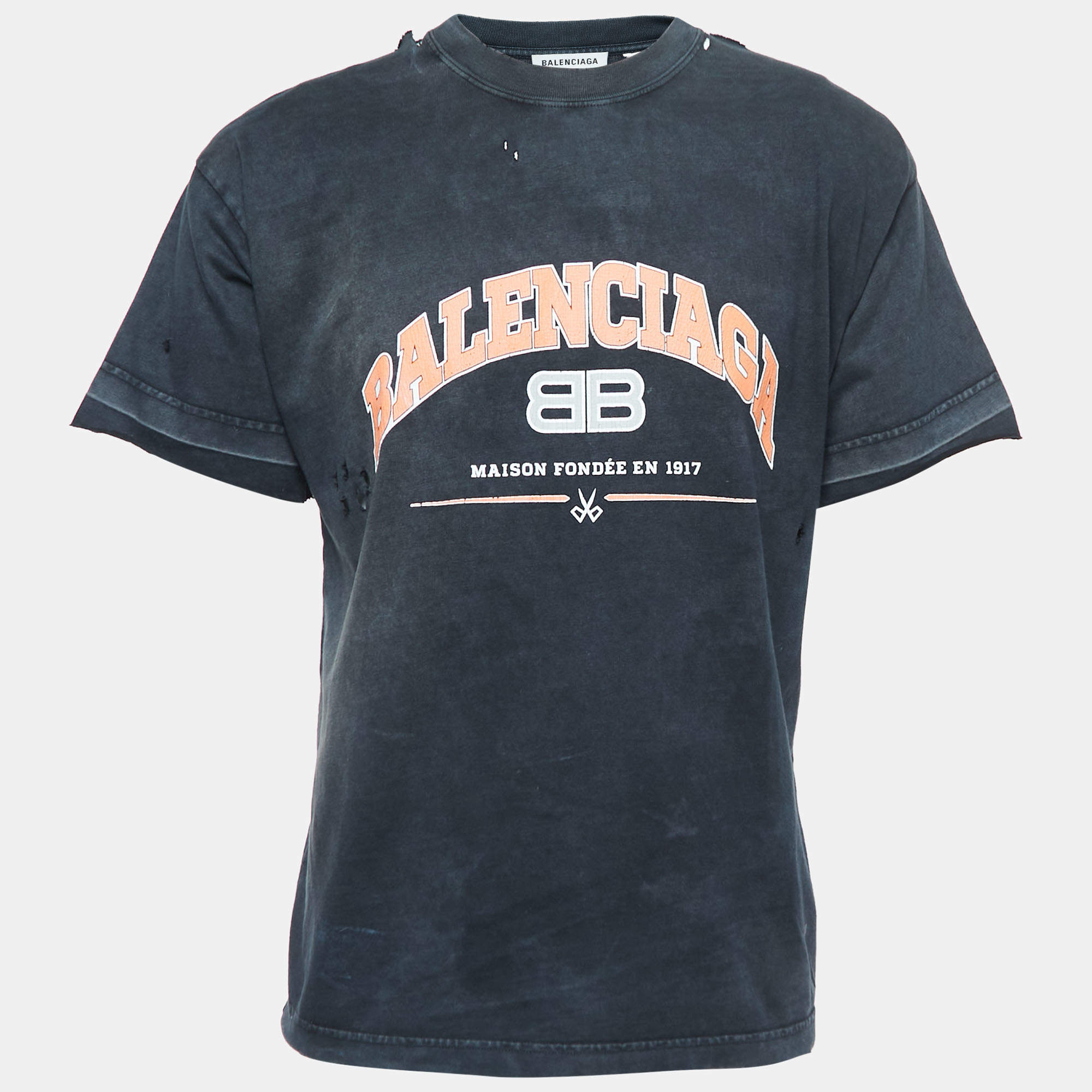 Tシャツ・カットソー BALENCIAGA DARK BLUE COTTON T-SHIRT Balenciaga Men's T-Shirt, Size M