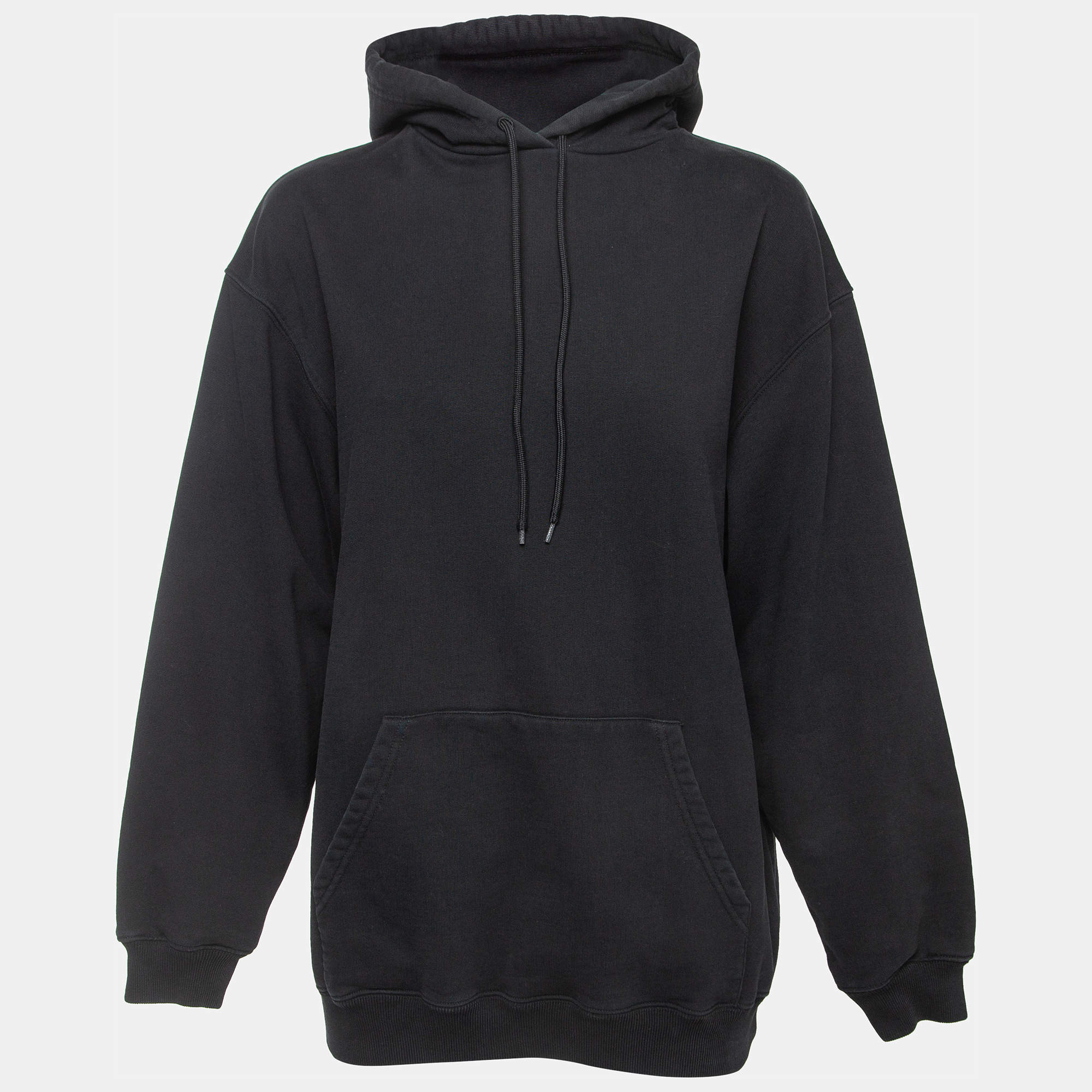 Pre Owned Balenciaga Black Logo Print Cotton Hoodie S