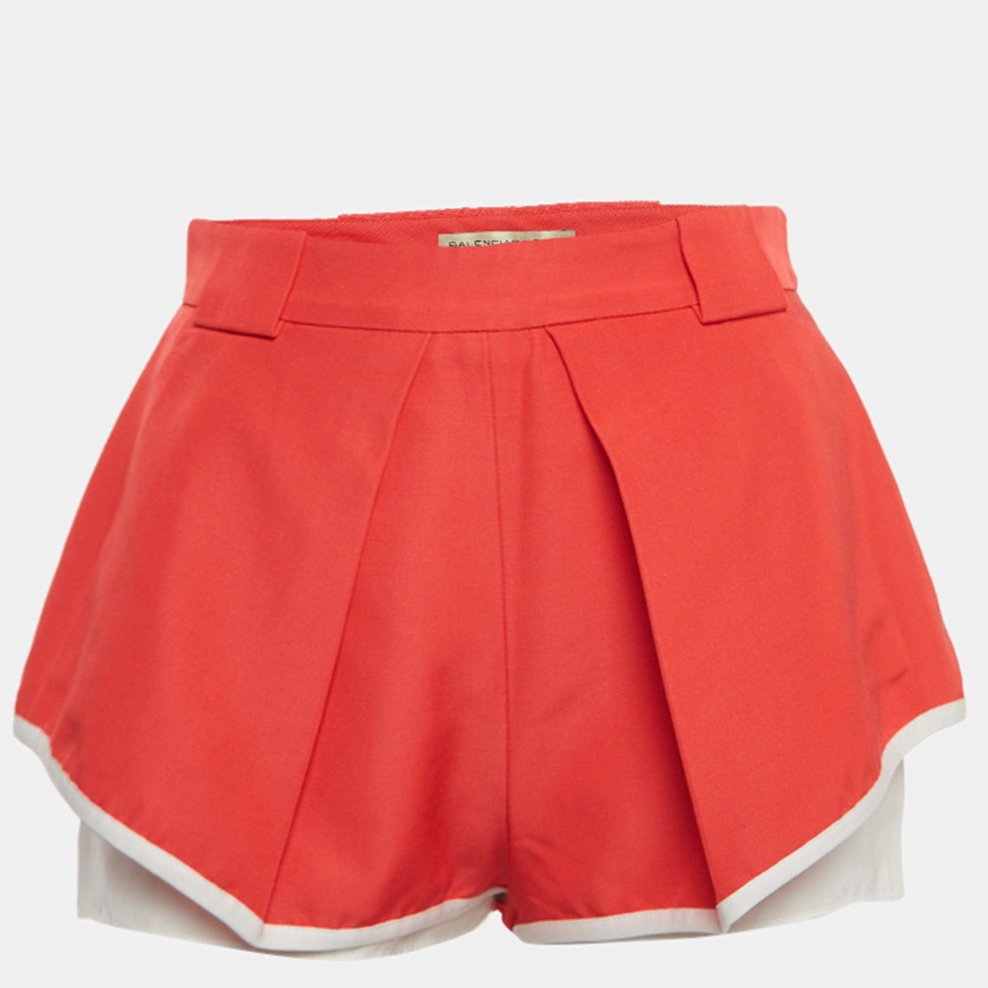 Pre Owned Balenciaga Pink Crepe High Waist Shorts S