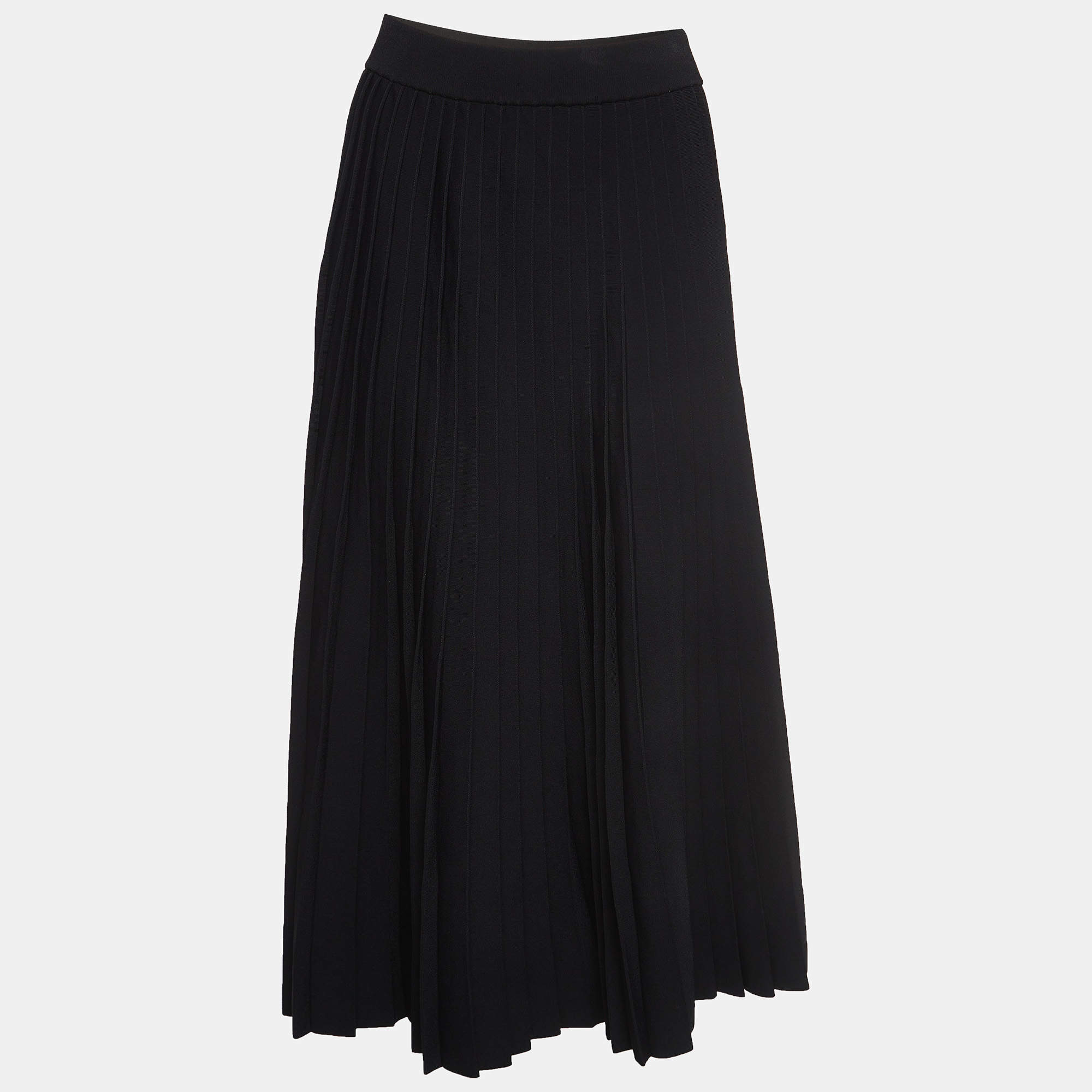 スカート BALENCIAGA BLACK COTTON MIDI SKIRT Balenciaga Black Knit Accordion Pleated Midi Skirt L