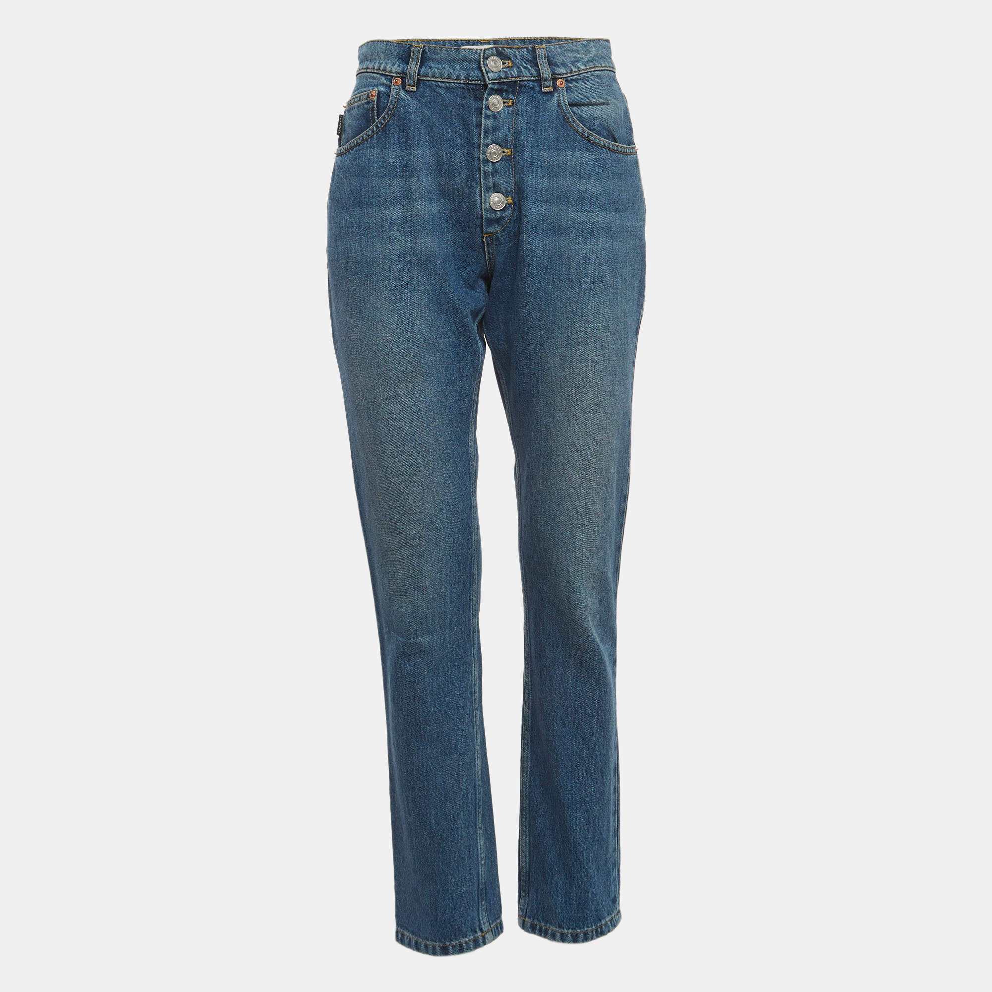 Pre Owned Balenciaga Blue Tube Denim High Rise Jeans M Waist 28''