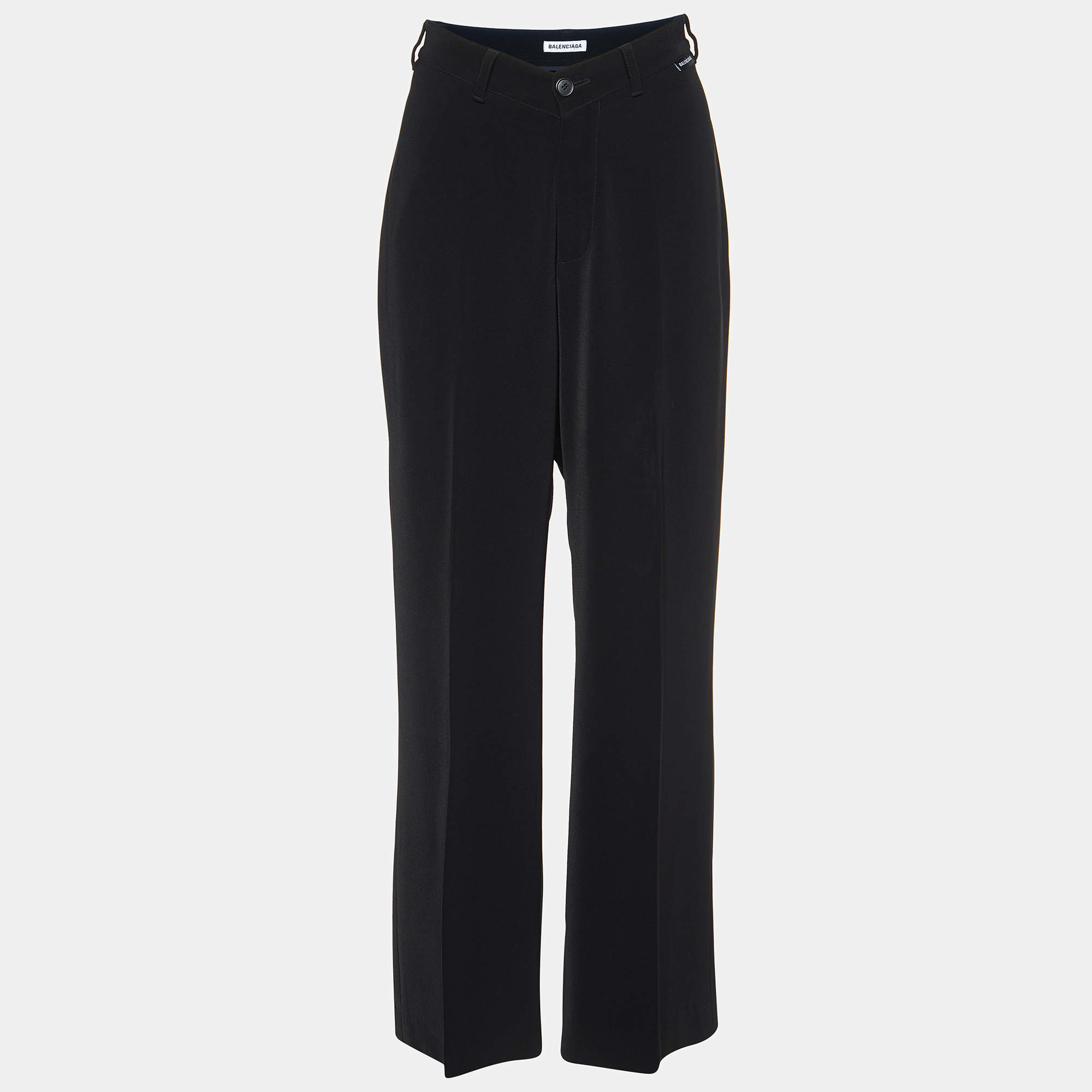 Pre Owned Balenciaga Black Jersey V-Neck Trousers L