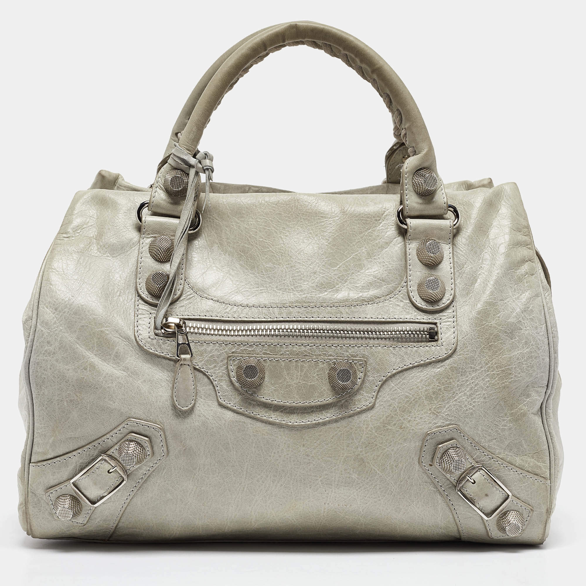 Pre Owned Balenciaga Light Blue Leather GSH Mid Day Bag