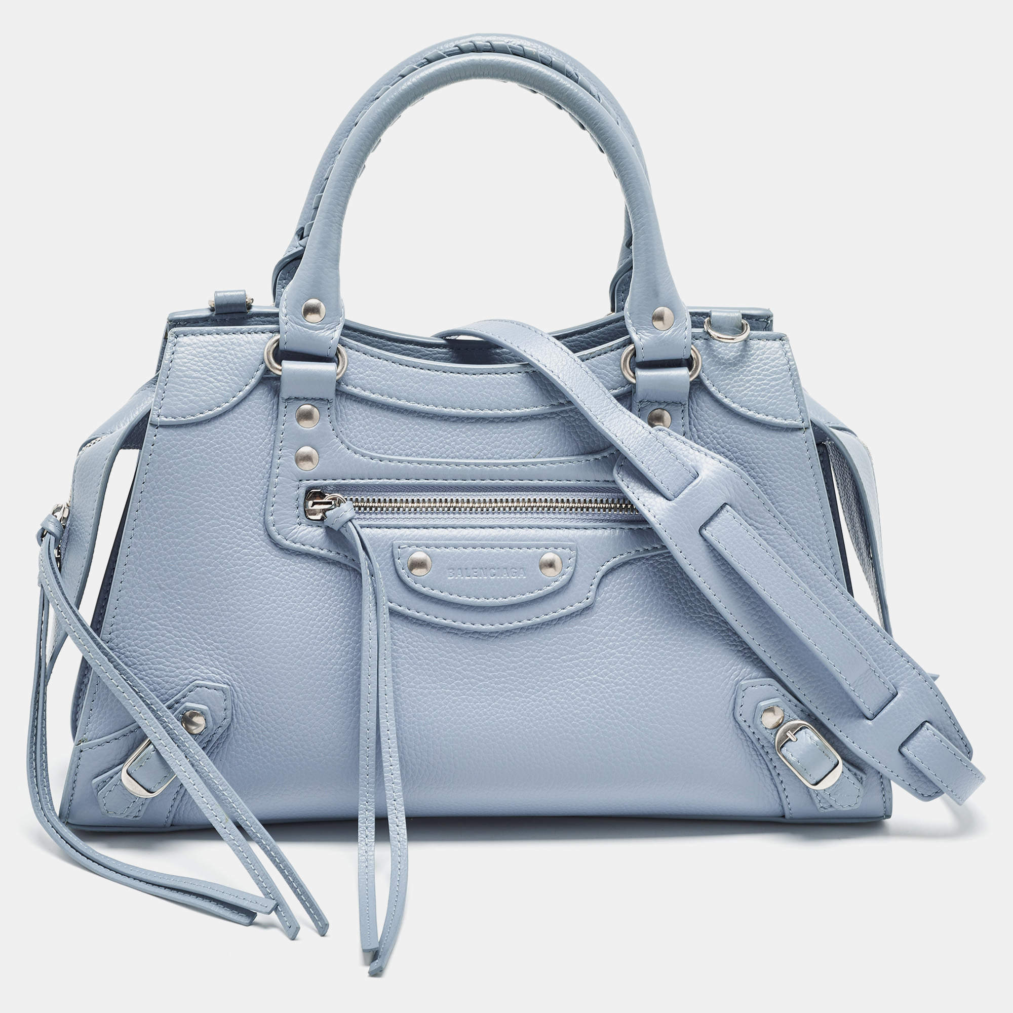 مملوكة مسبقًا Balenciaga Light Blue Leather Small Neo Classic Tote