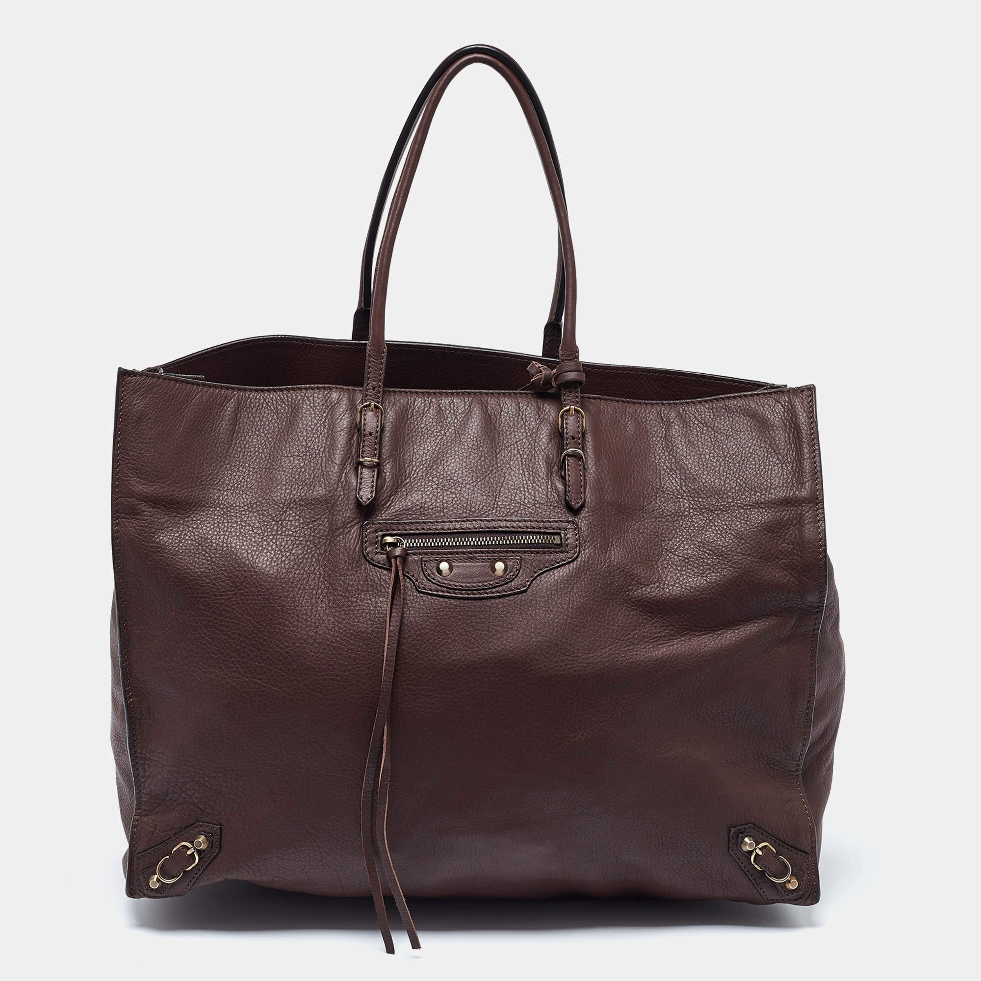 مملوكة مسبقًا Balenciaga Burgundy Leather Papier A4 Tote