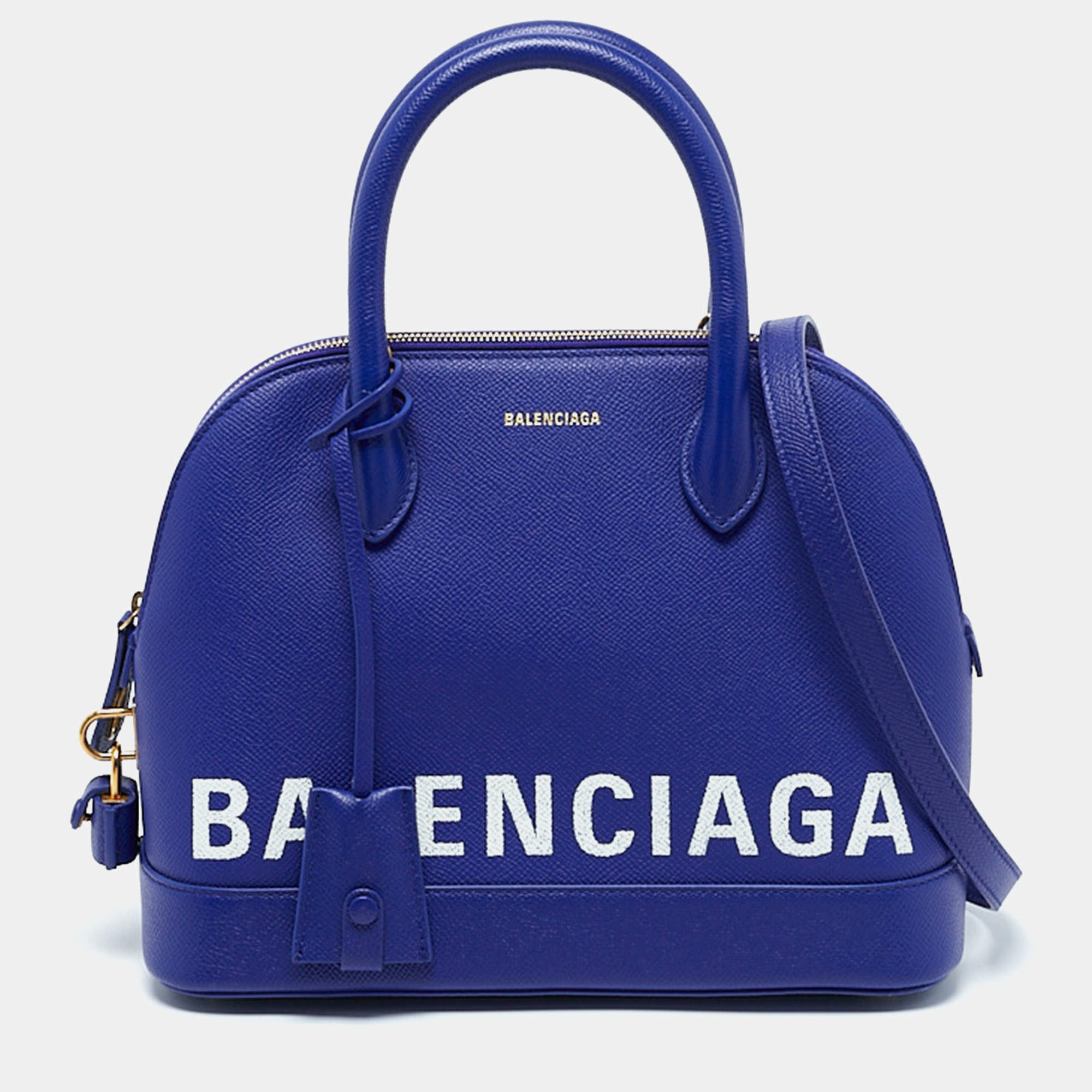 Pre Owned Balenciaga Blue Leather Small Ville Bag