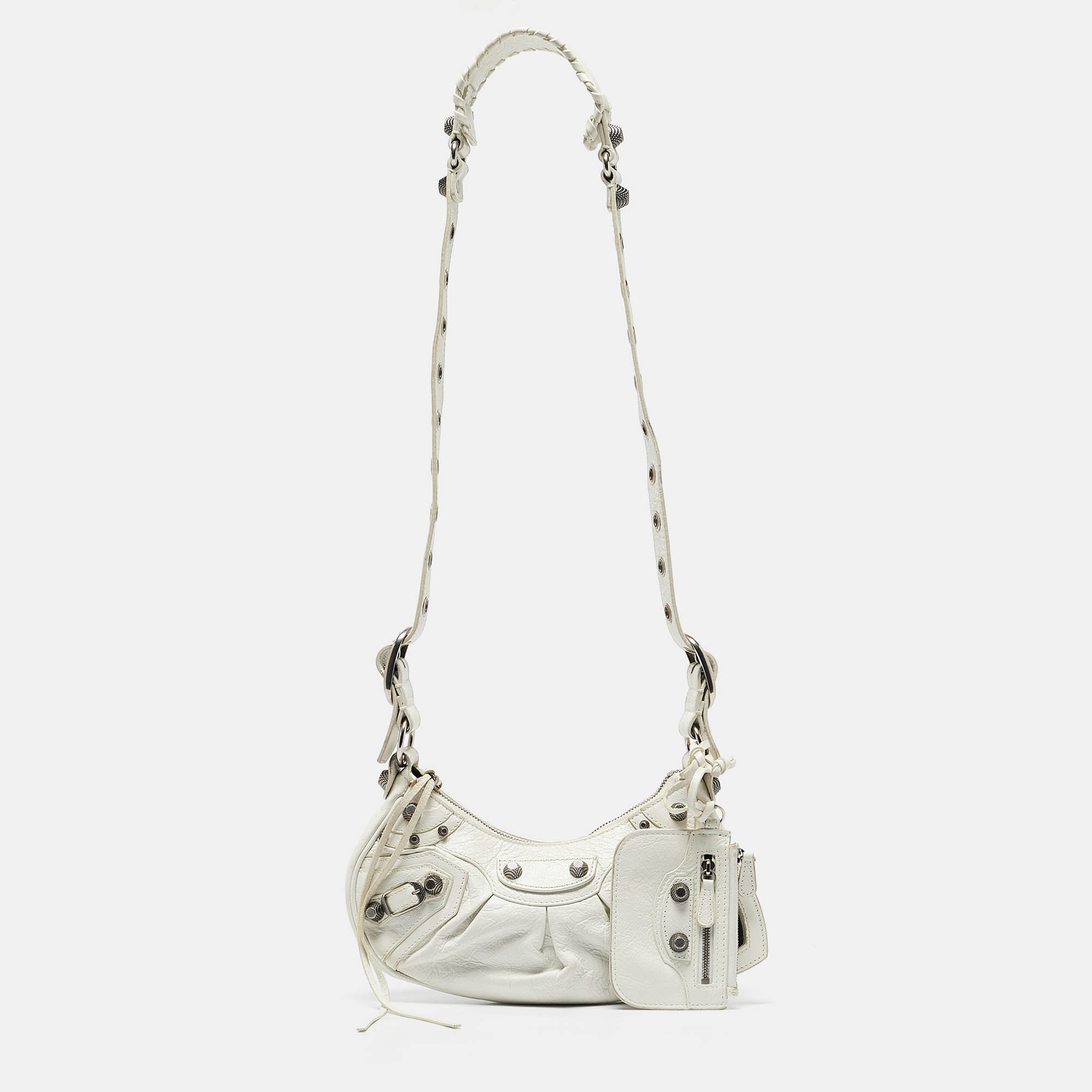 مملوكة مسبقًا Balenciaga White Leather XS Le Cagole Shoulder Bag