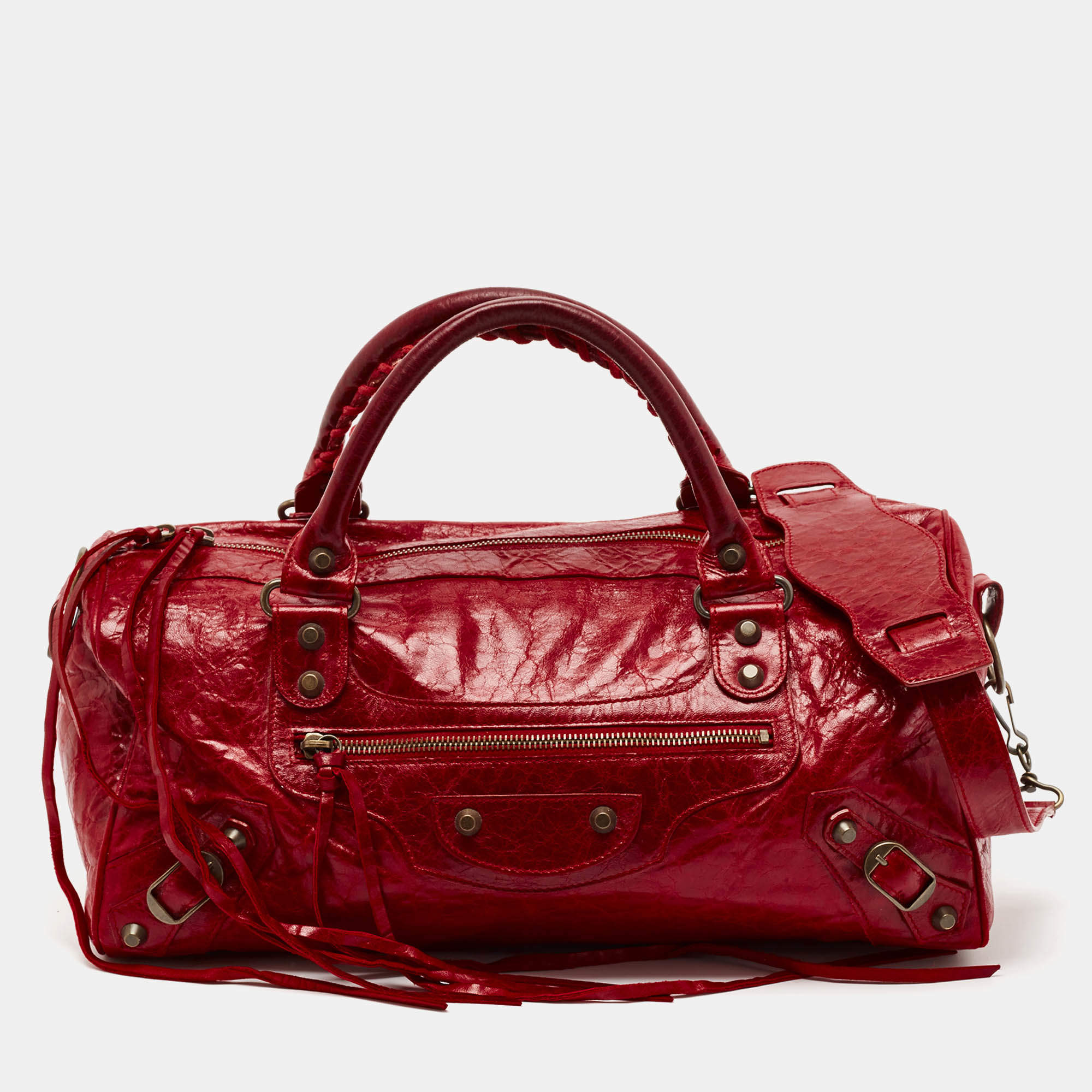 Pre Owned Balenciaga Red Leather RH Twiggy Bag