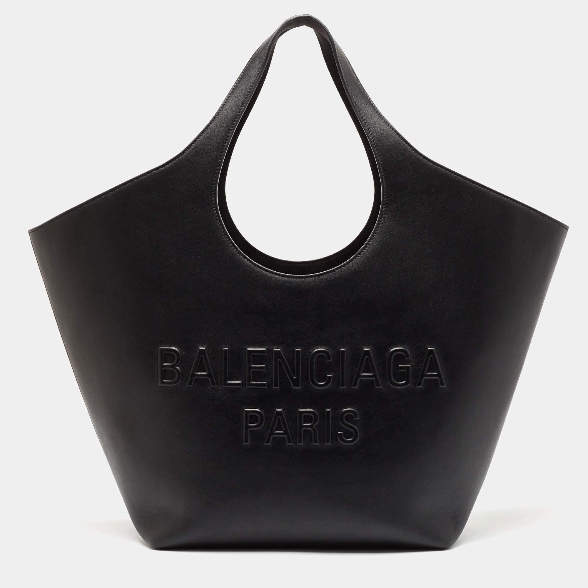 Pre Owned Balenciaga Black Leather Medium Mary Kate Tote