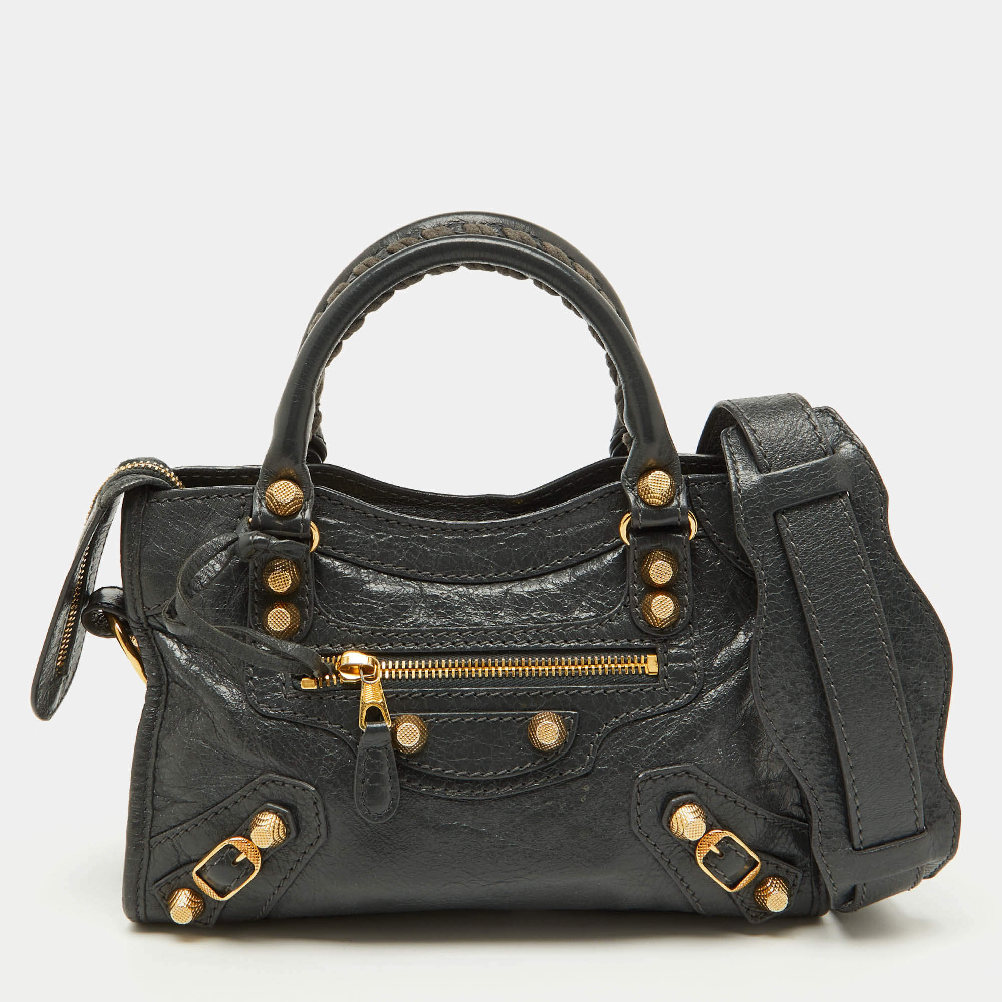 Pre Owned Balenciaga Grey Leather RGH Mini Classic City Bag