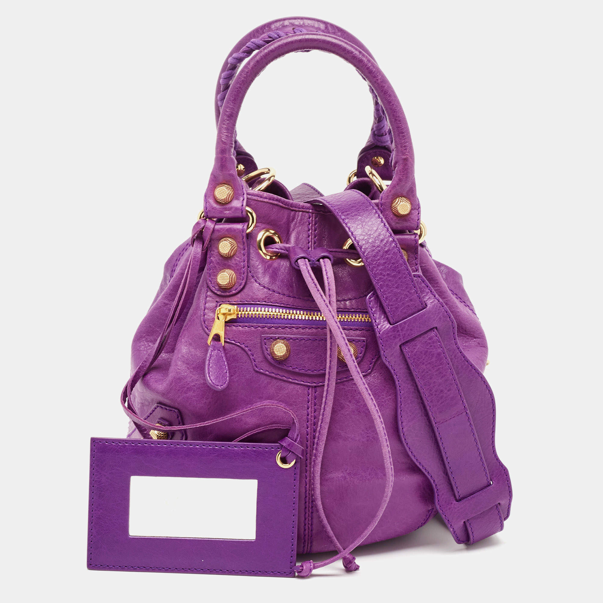 Balenciaga Purple Leather SGH Pompon Bag