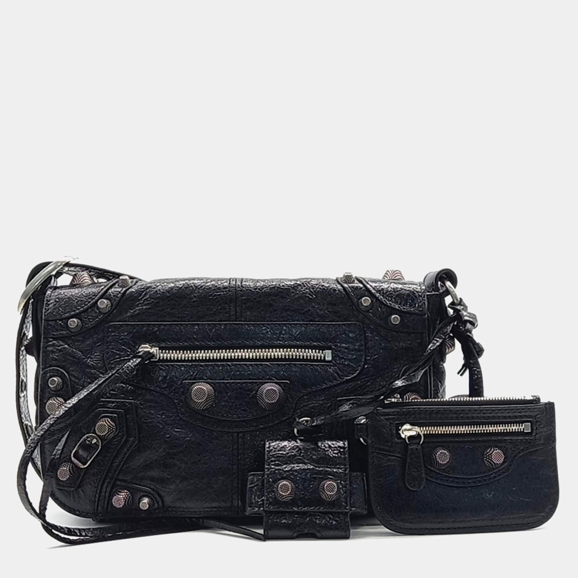 Balenciaga  Black Leather XS Le Cagol Flap Bag