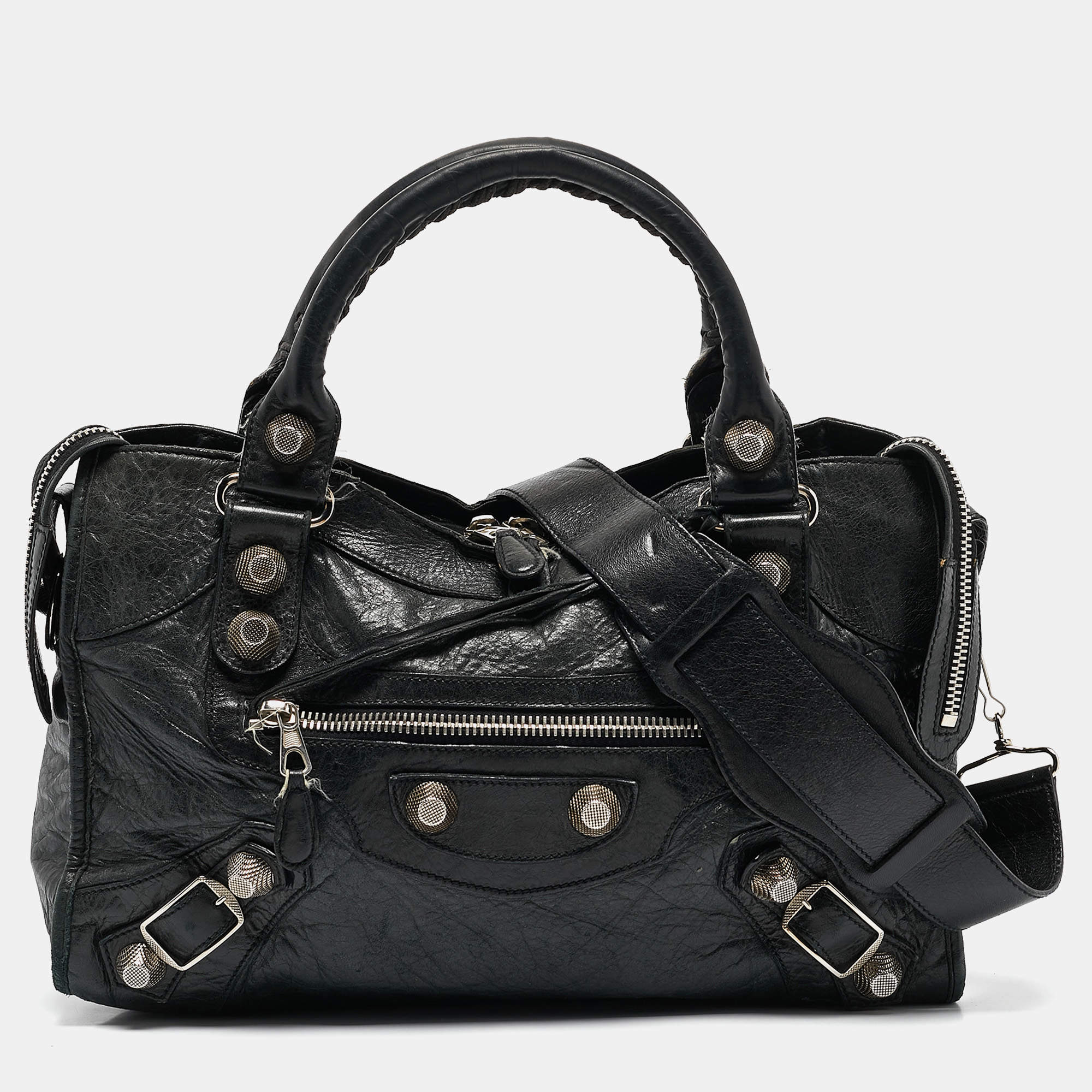 Pre Owned Balenciaga Black Leather SGH Classic City Tote