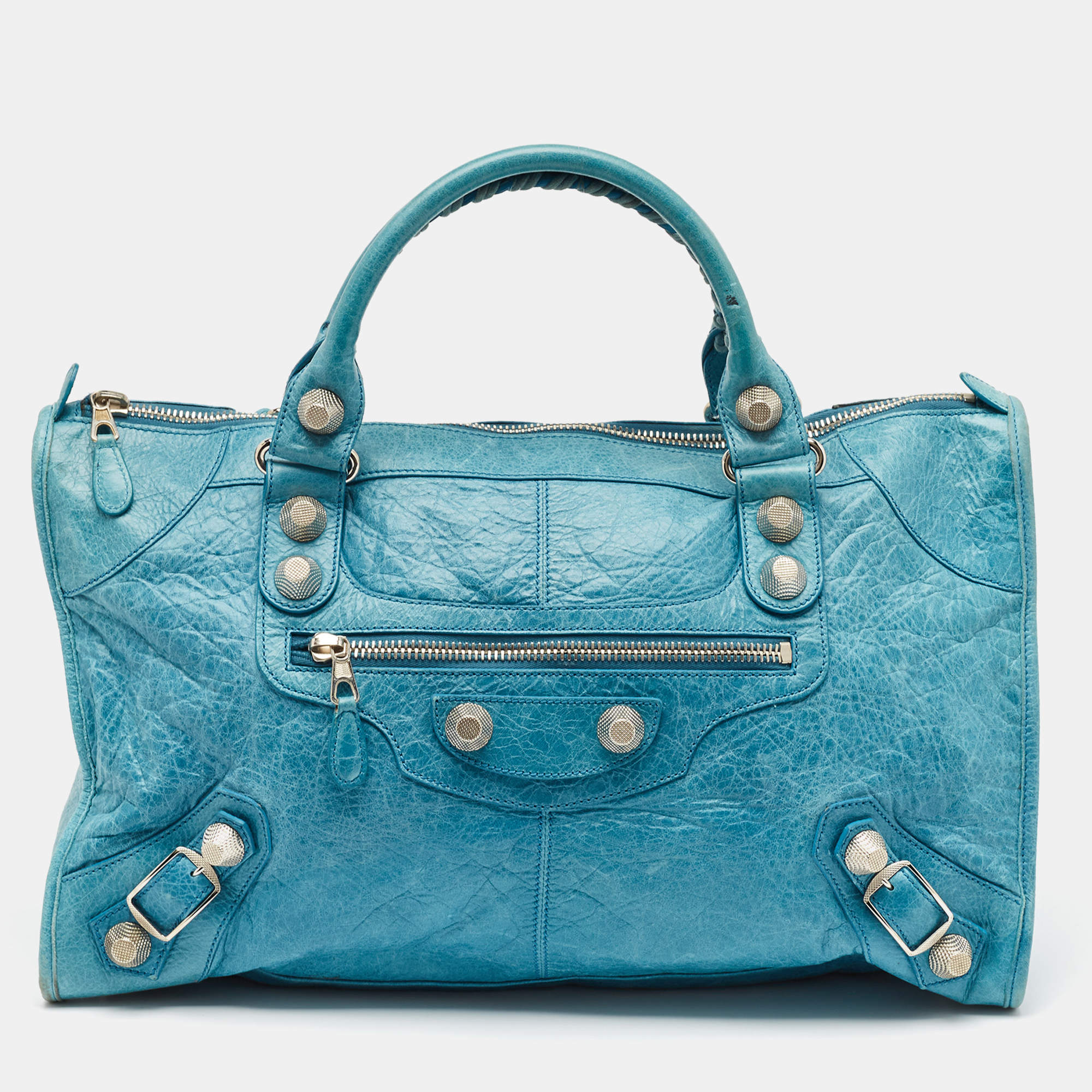 Pre Owned Balenciaga Blue Leather SGH Giant Work Bag