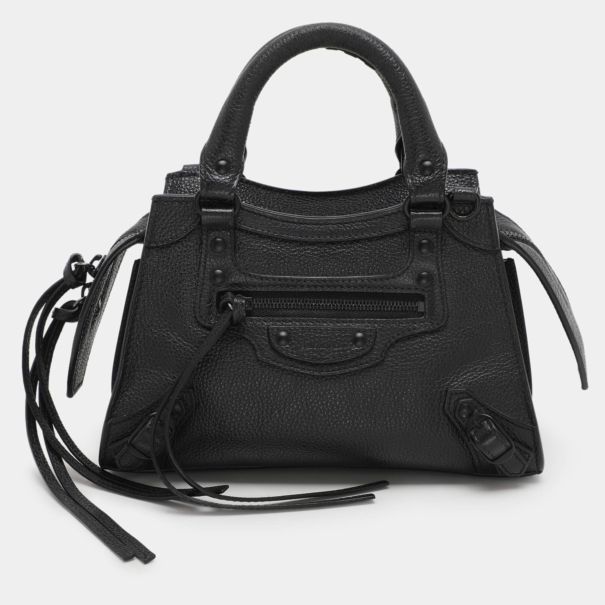 Pre Owned Balenciaga Black Leather Mini Neo Classic City Tote