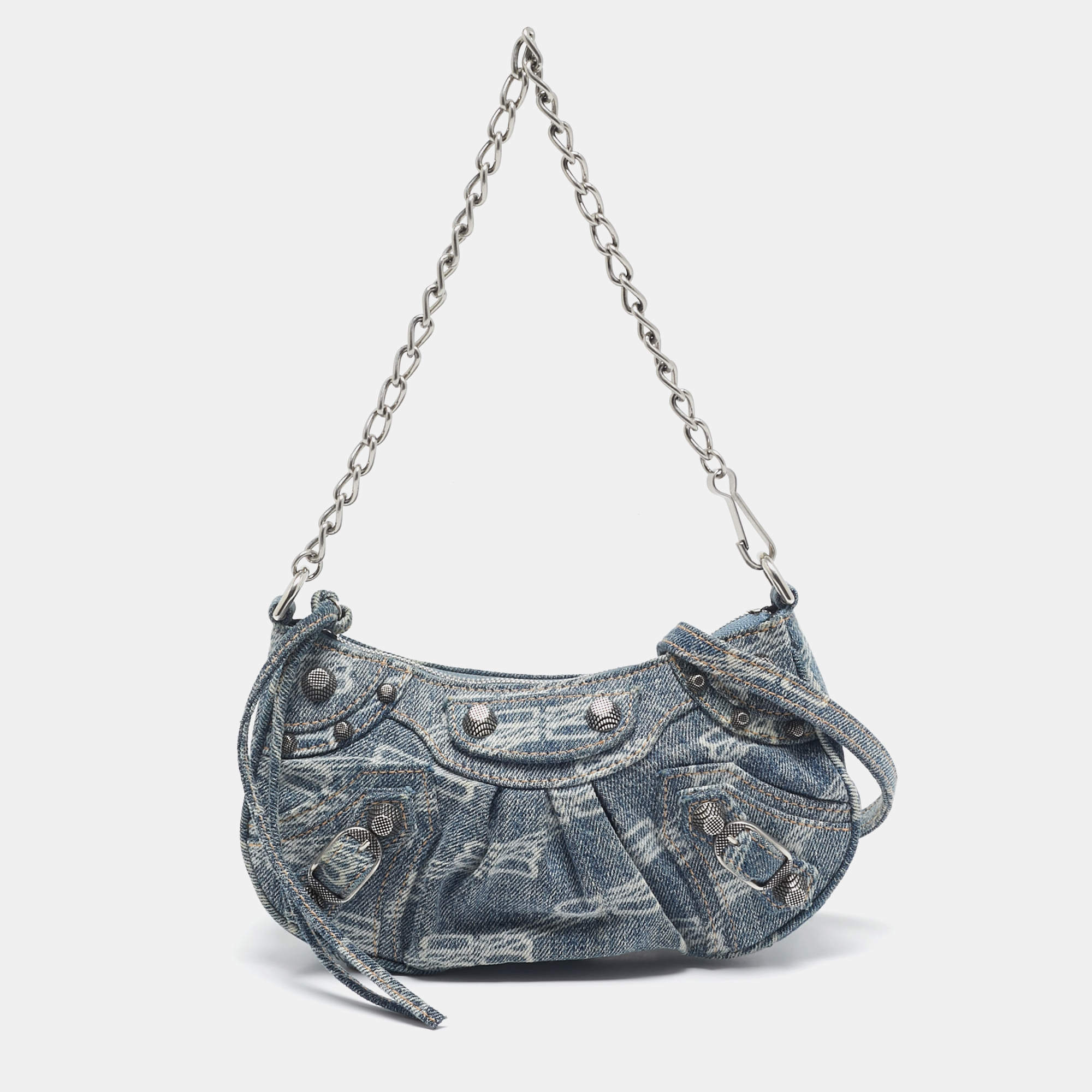 مملوكة مسبقًا Balenciaga Blue Denim Mini Le Cagole Shoulder Bag