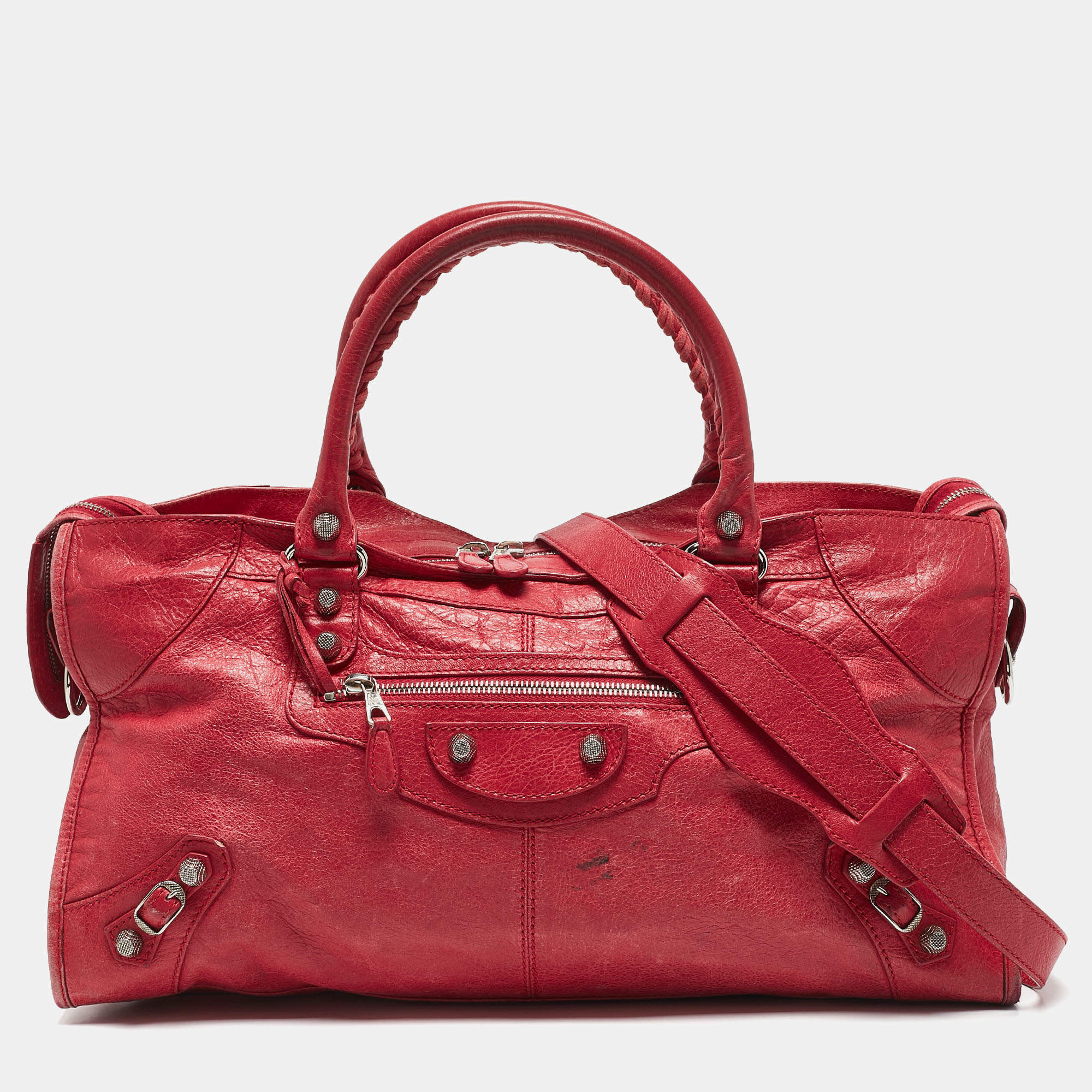 Pre Owned Balenciaga Red Leather RSH Part Time Bag