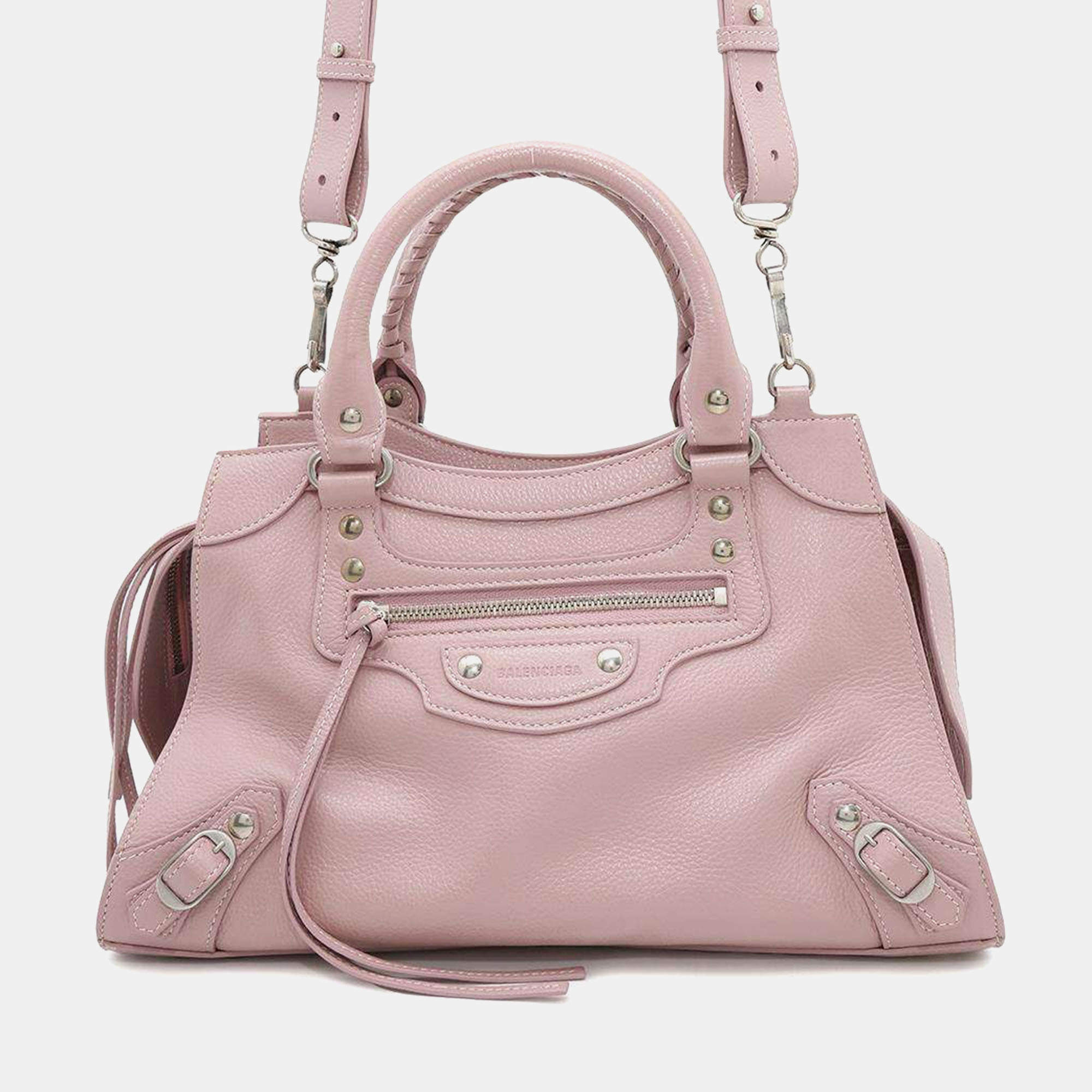 Balenciaga Pink Leather Neo Classic City Top Handle Bag
