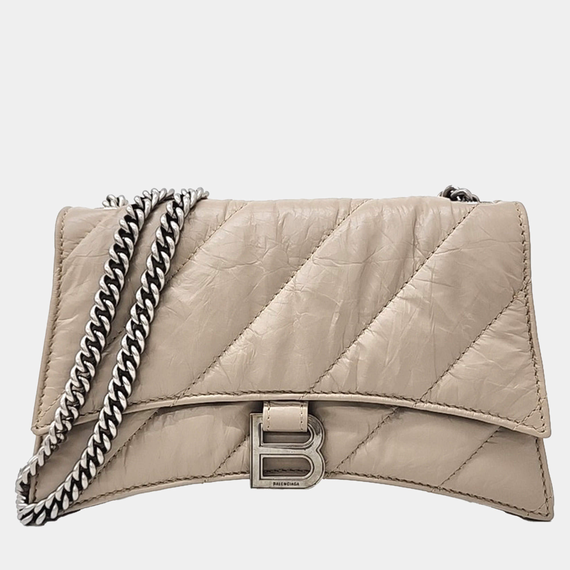 Balenciaga Beige Leather Crush Chain Bag XS