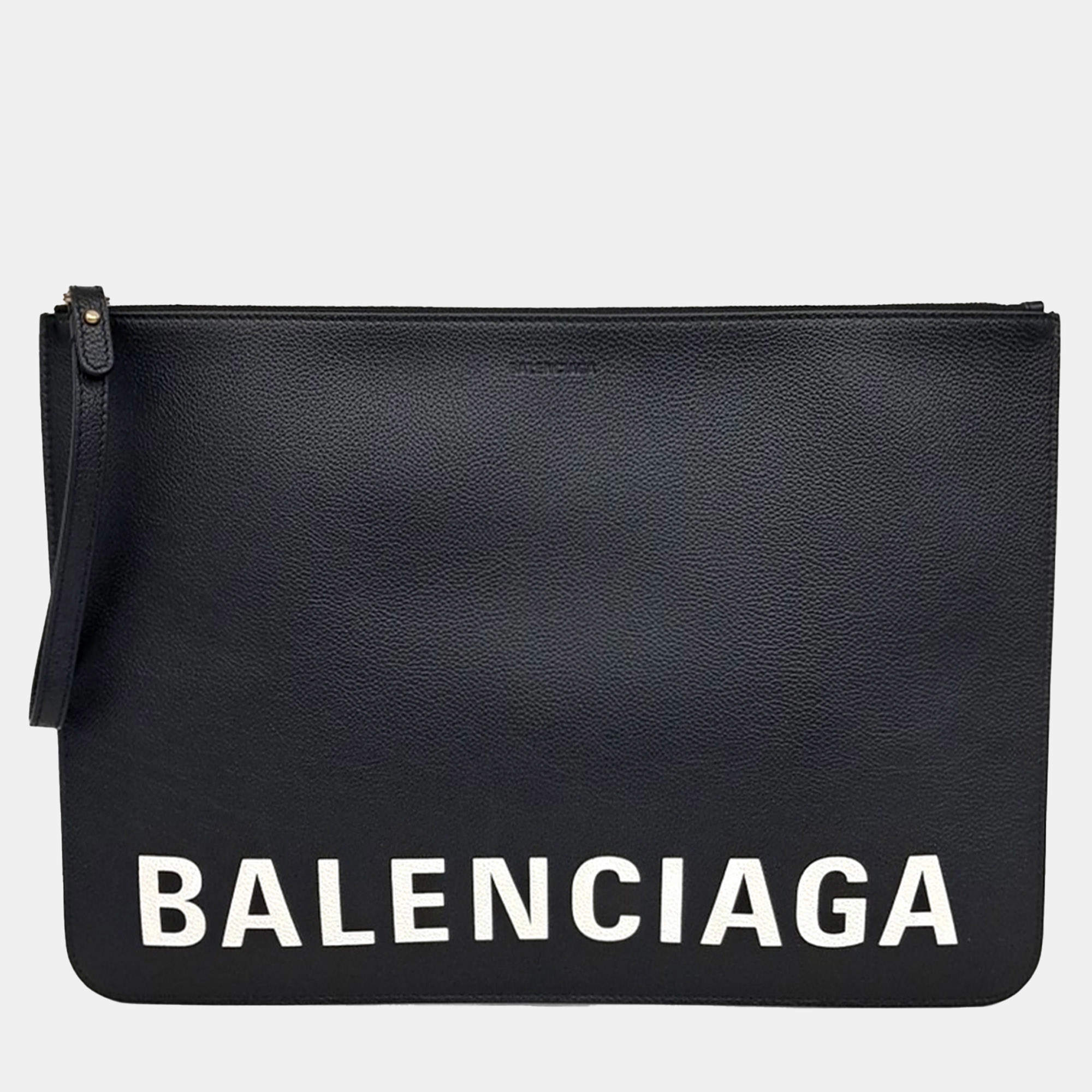 Pre Owned Balenciaga Black Leather clutch