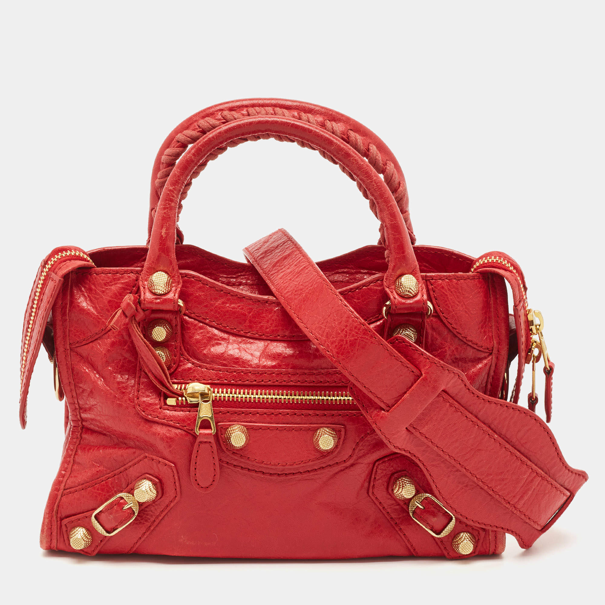 Balenciaga Red Leather Mini Classic City Bag