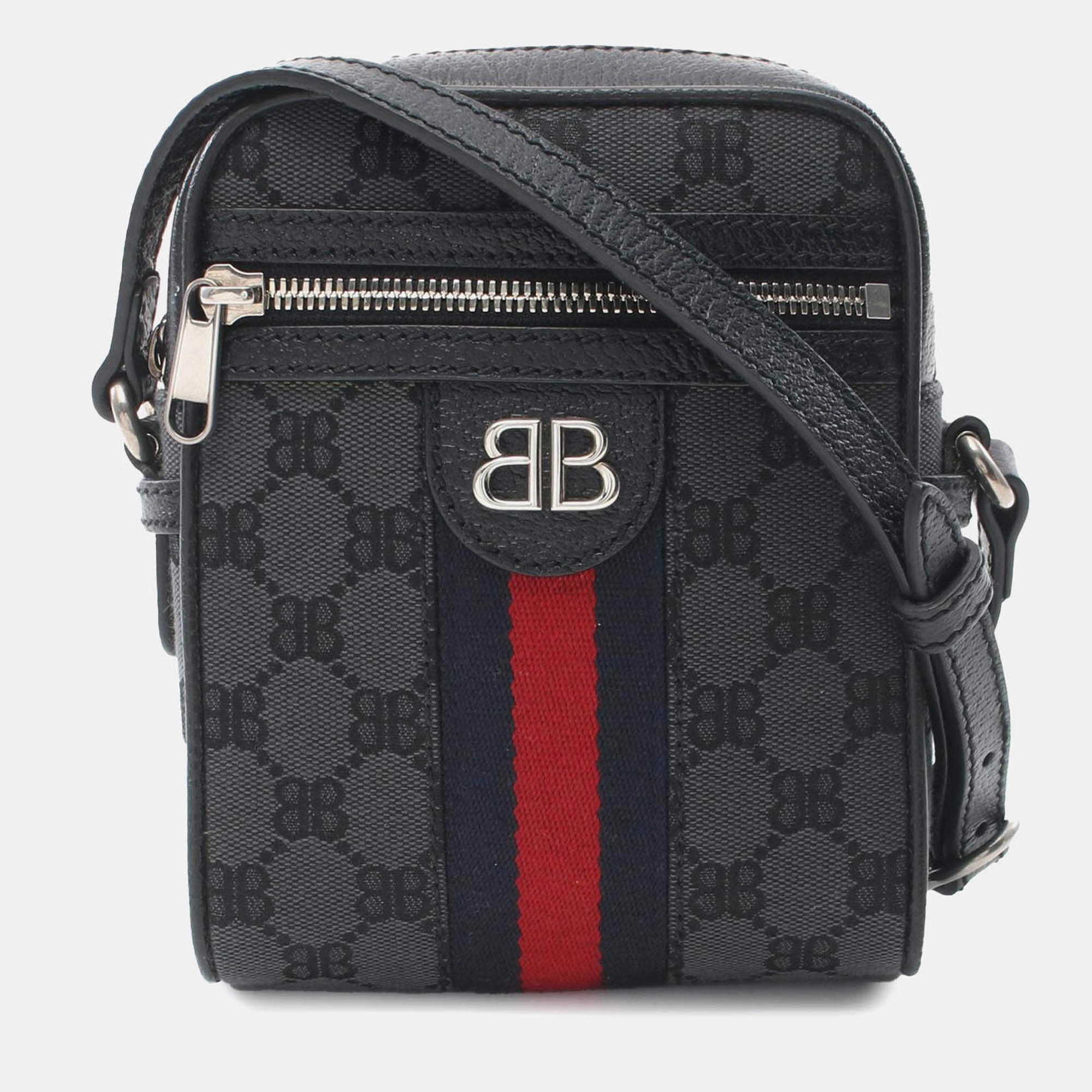 Balenciaga Black The Hacker Project Mini BB Supreme Web Ophidia Crossbody