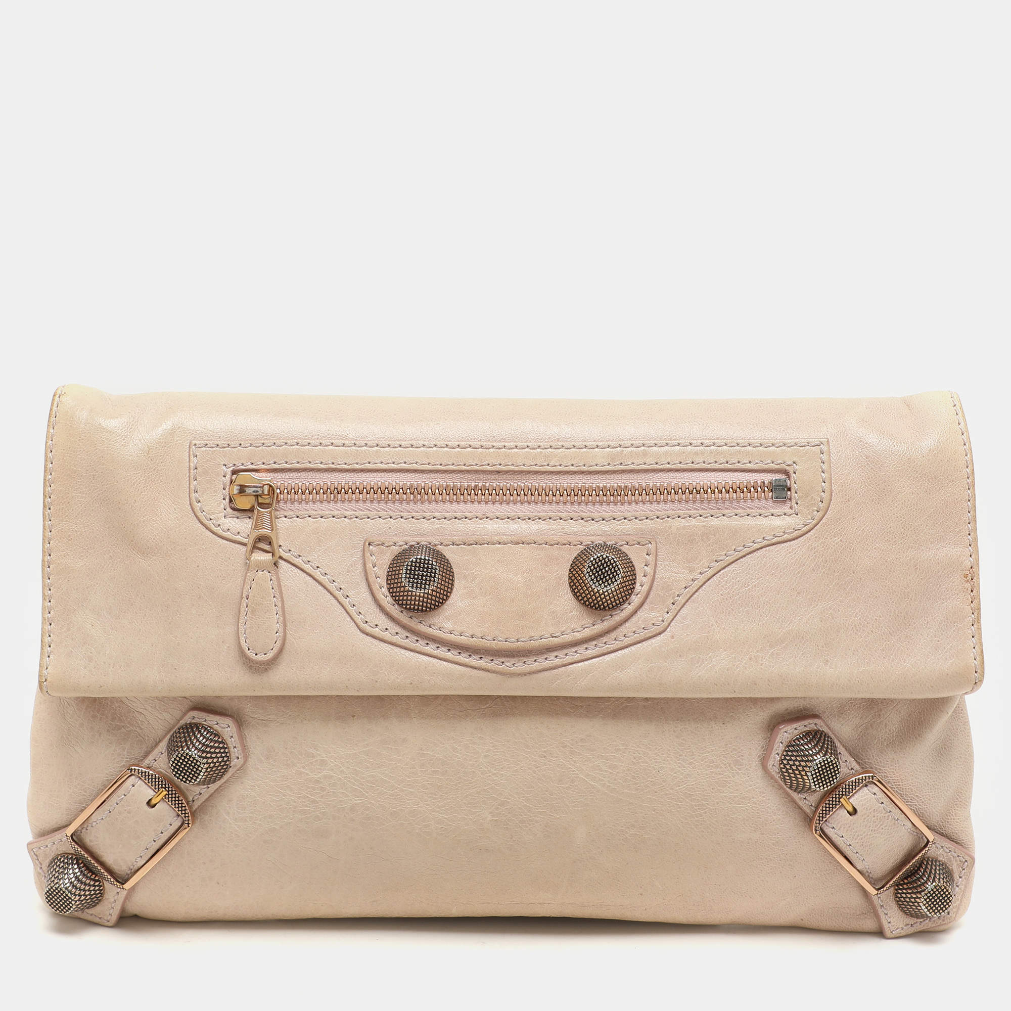 Balenciaga Pale Rose Leather RGGH Classic Envelope Clutch