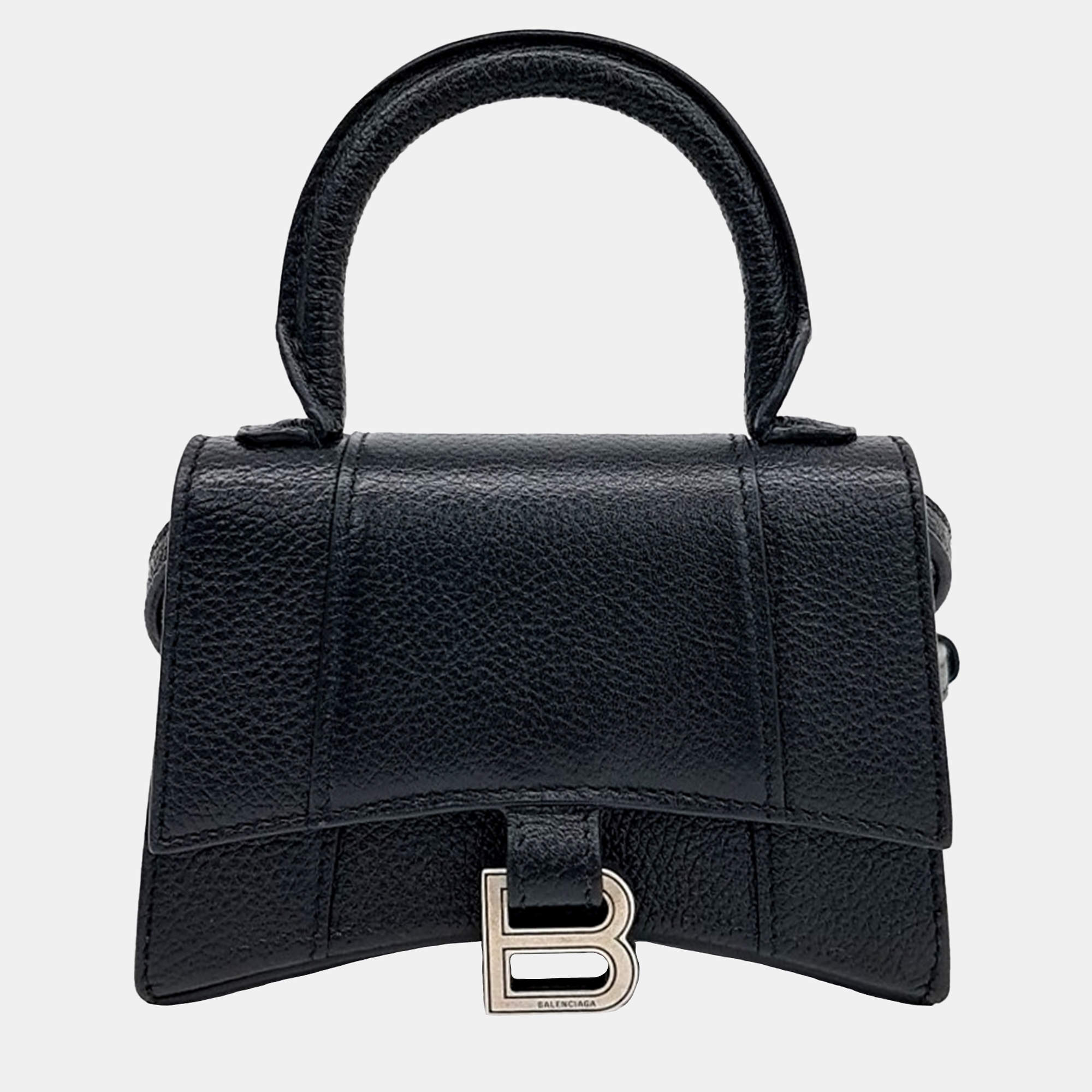 Balenciaga Black Leather hour glass mini crossbody bag
