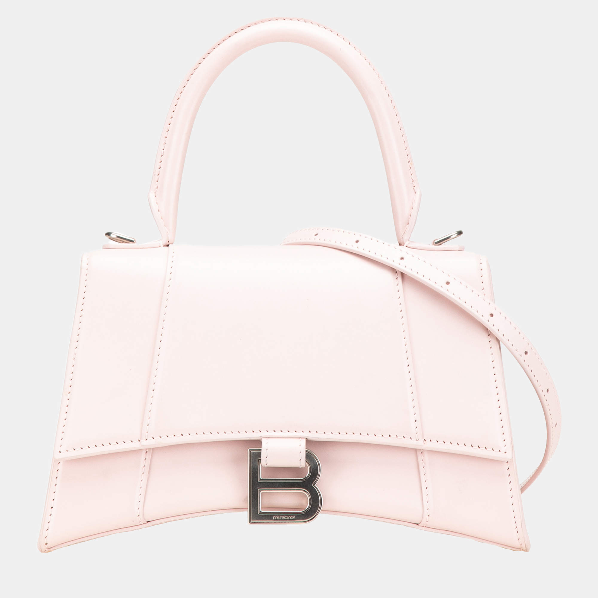 Balenciaga Pink Small Leather Hourglass Top Handle Bag