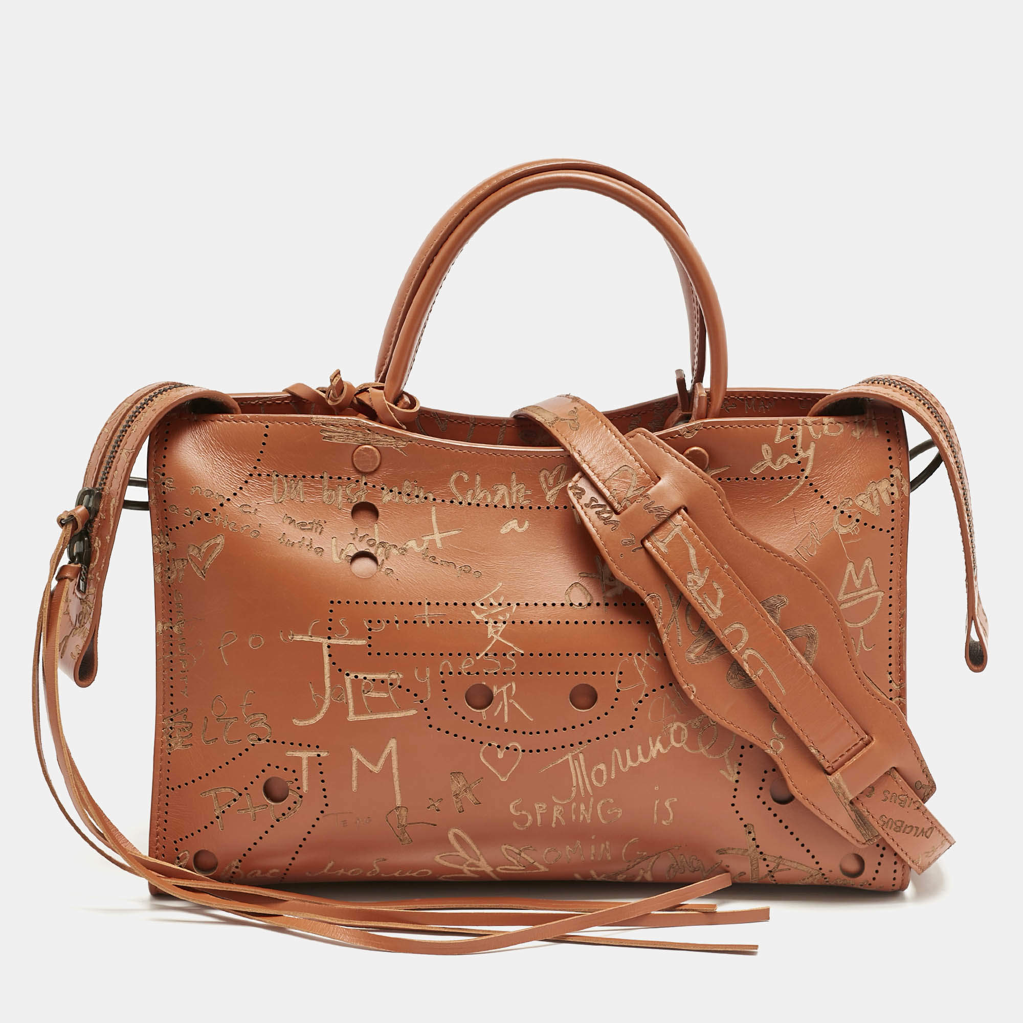 Balenciaga Orange Leather Small Blackout Valentine's Day City Bag