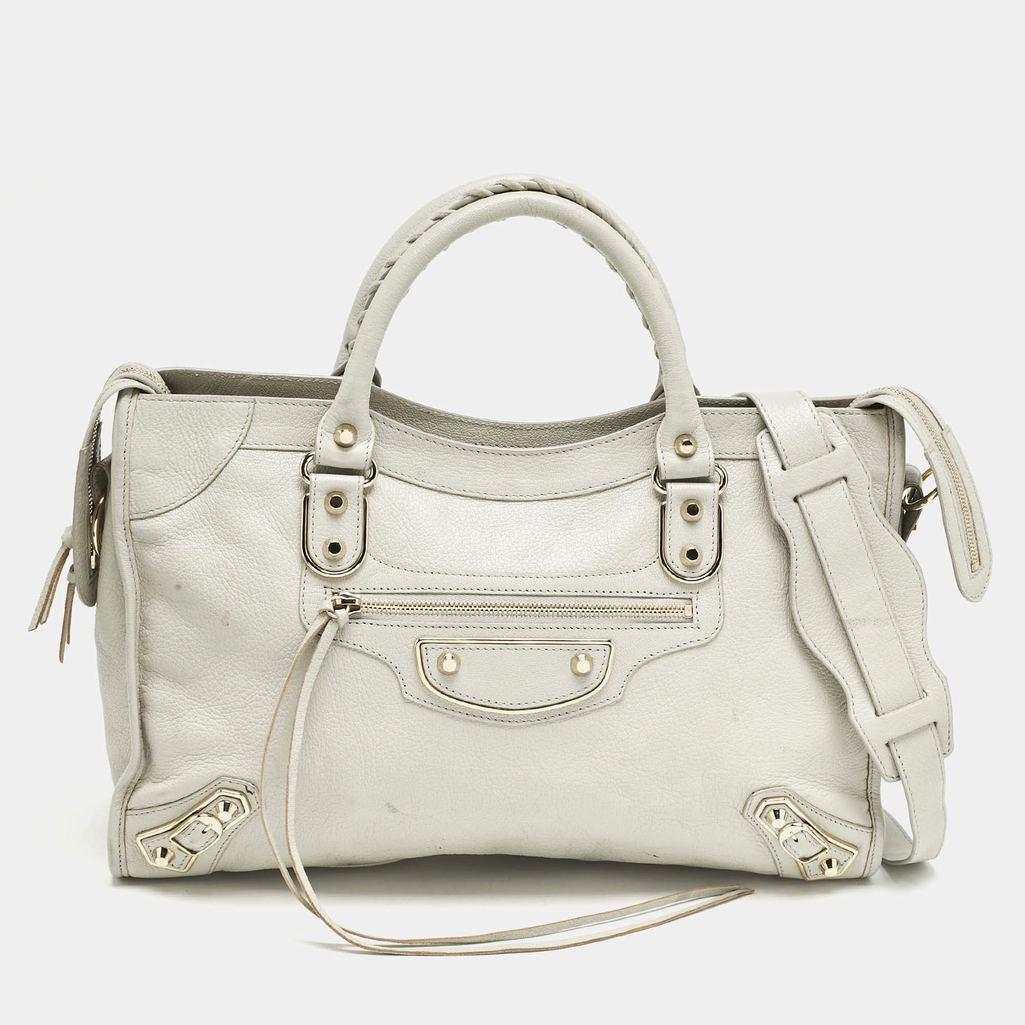 Balenciaga Grey Leather Metallic Edge Classic City Bag