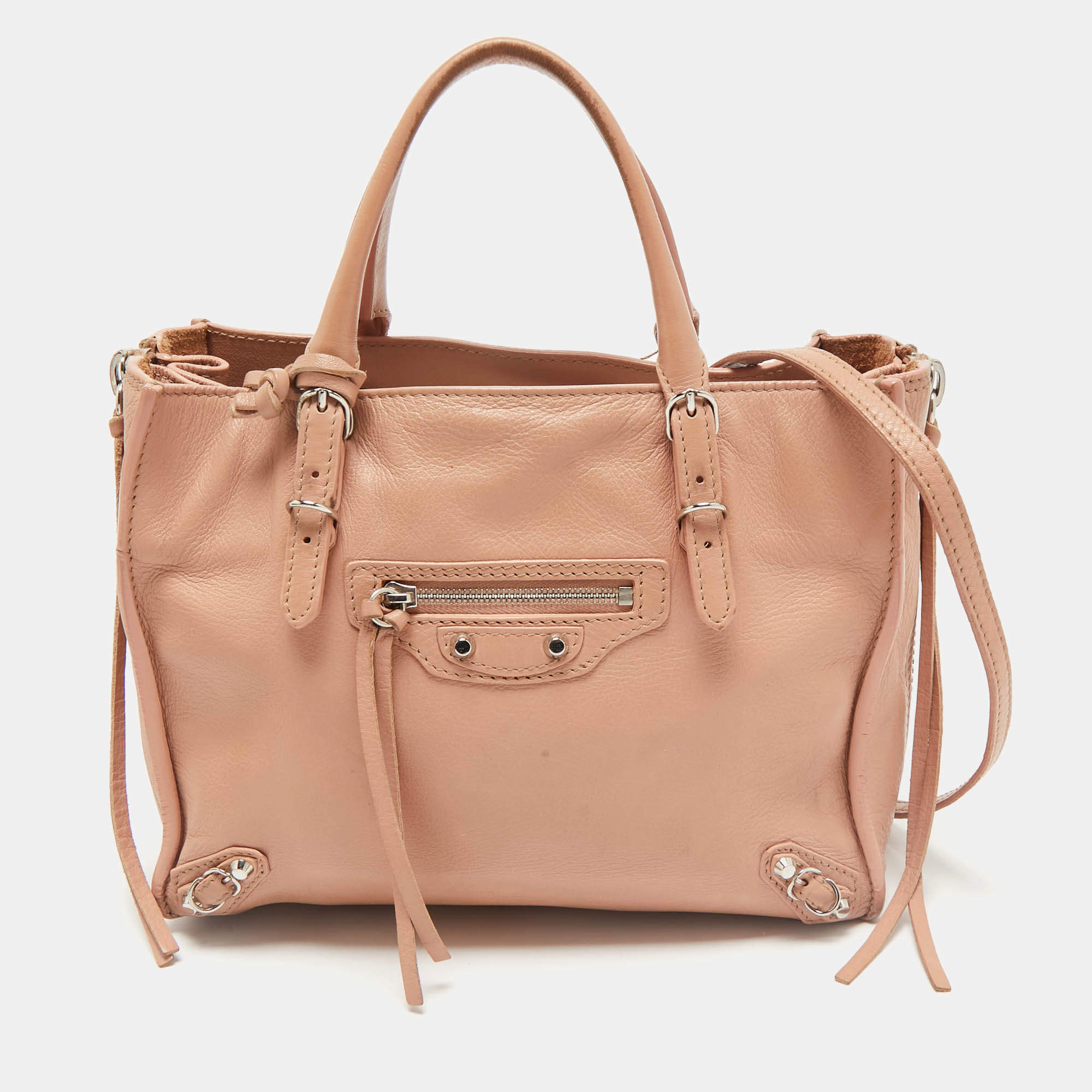 Balenciaga Old Rose Leather Mini Papier A4 Tote