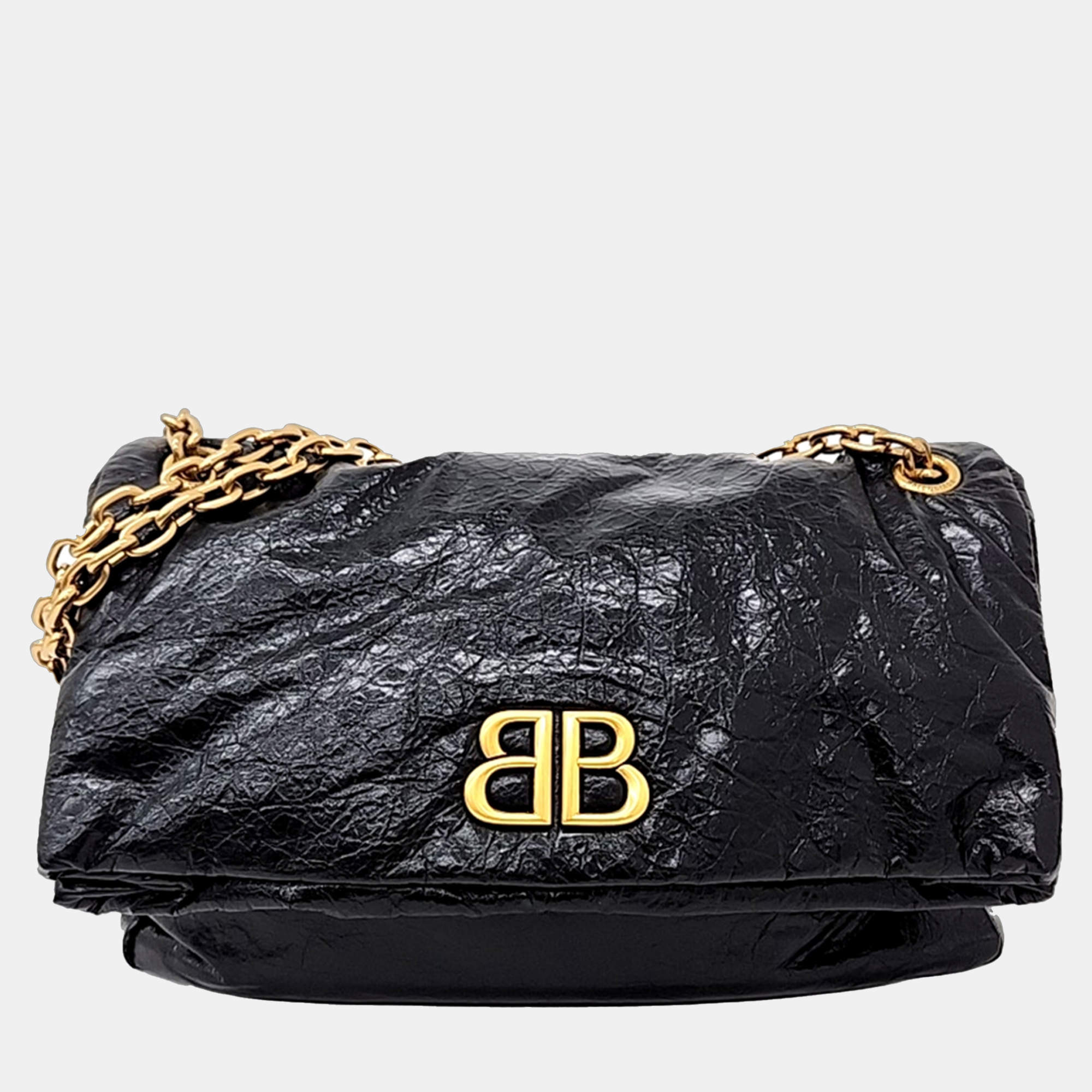 Balenciaga Black Leather Monaco Chain Shoulder Bag