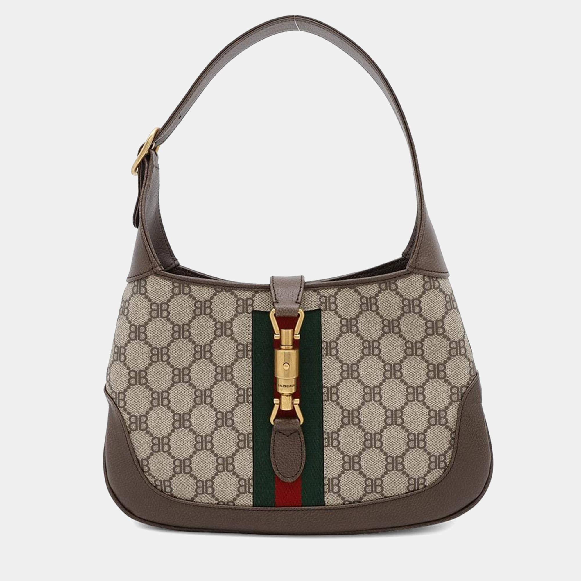 Balenciaga Gucci Collaboration The Hacker Project Jackie1961 Small Brown/Beige Pvc Coated Canvas Leather