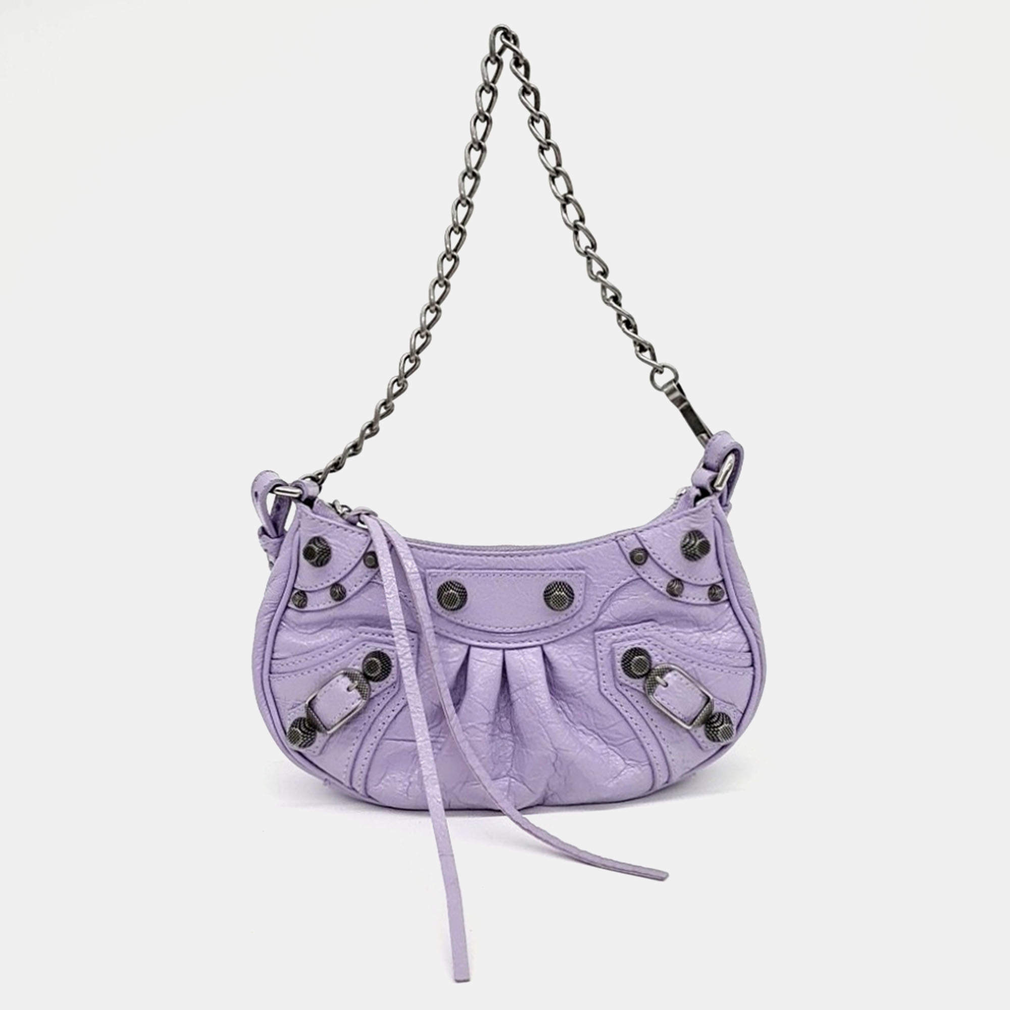 ハンドバッグ Small Le Cargo Lambskin Shoulder Bag Purple Balenciaga Purple Leather Le Cargol Mini Shoulder Bag