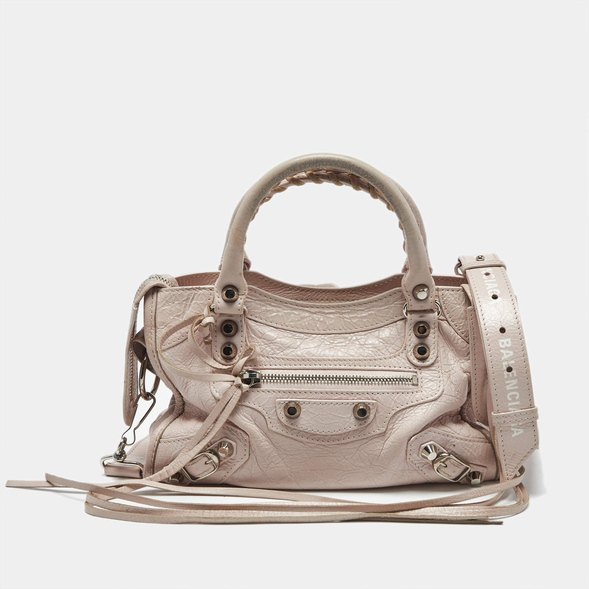 Pre Owned Balenciaga Light Pink Leather Mini Classic City Bag